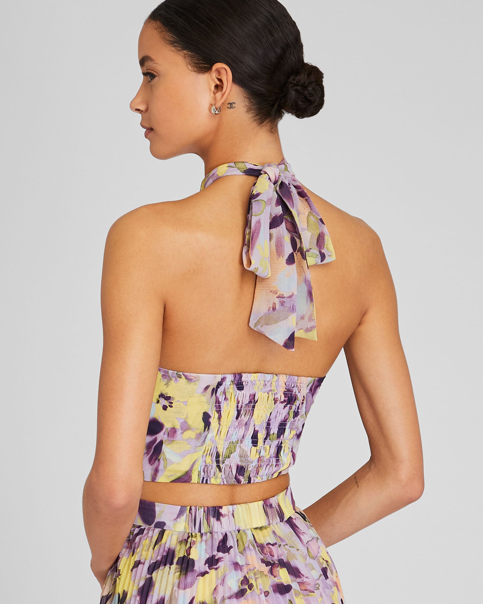 CLUB MONACO - Georgette Tie Halter Top - Purple Base