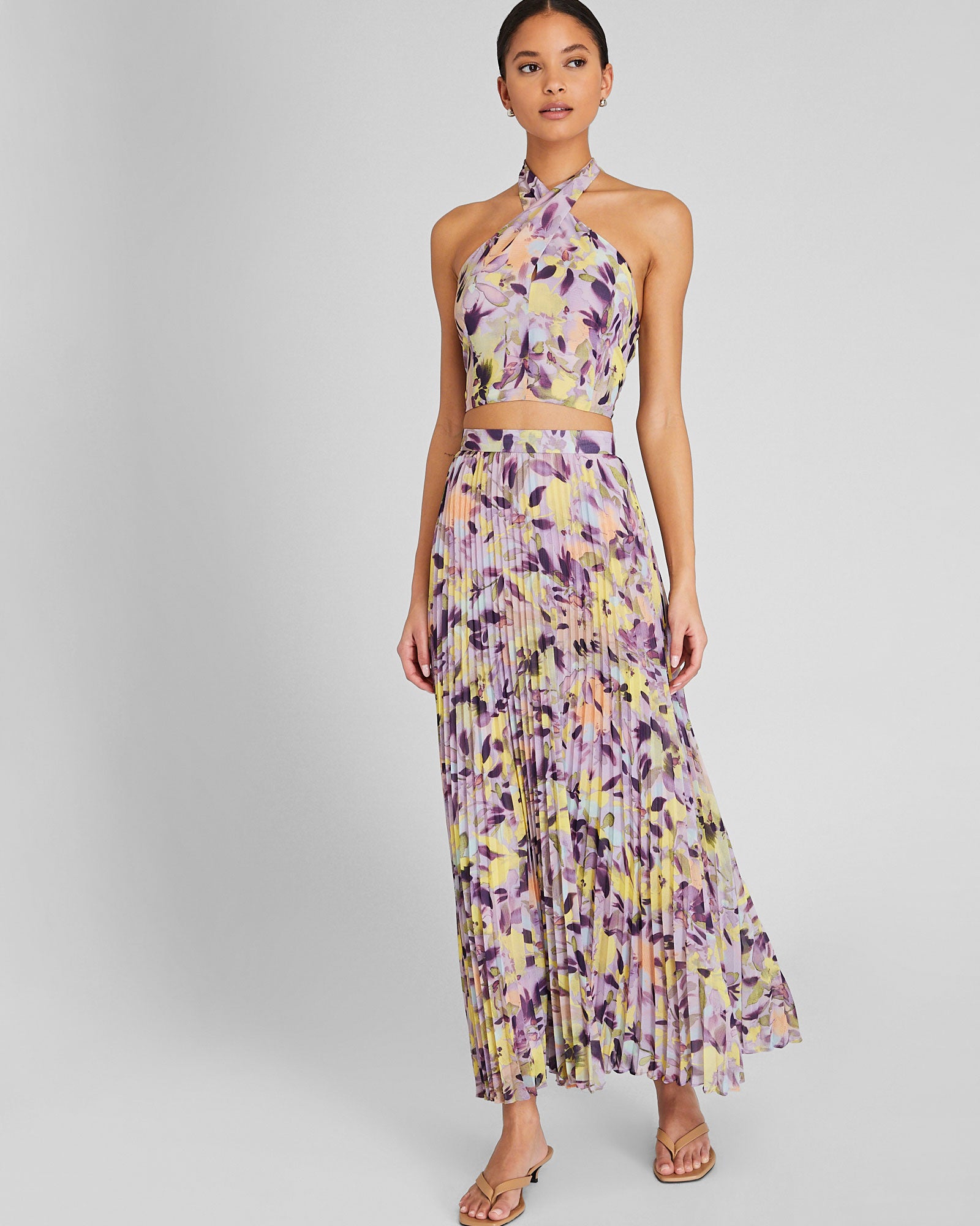 CLUB MONACO - Haut en georgette à col à licou - Base violette
