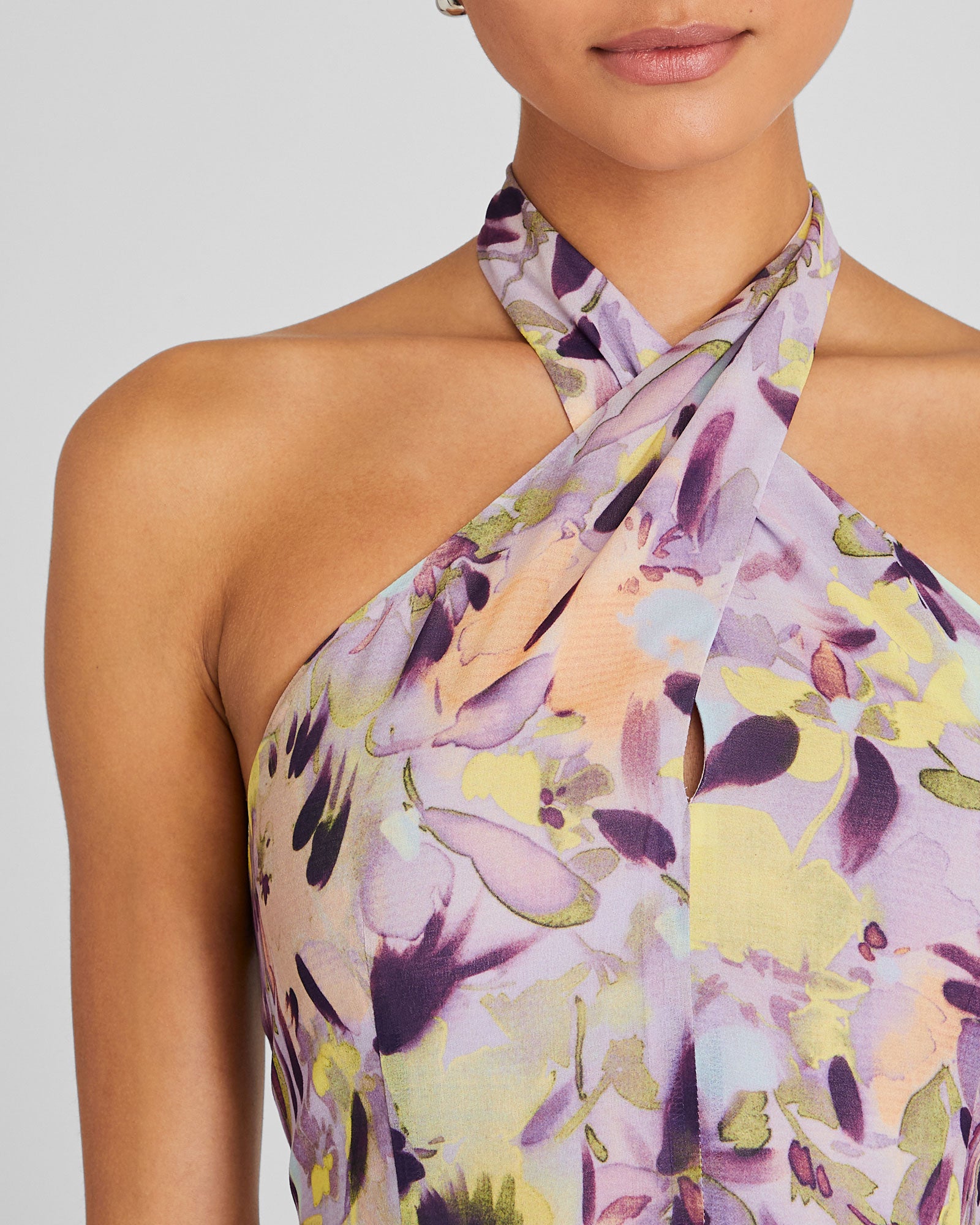 CLUB MONACO - Haut en georgette à col à licou - Base violette