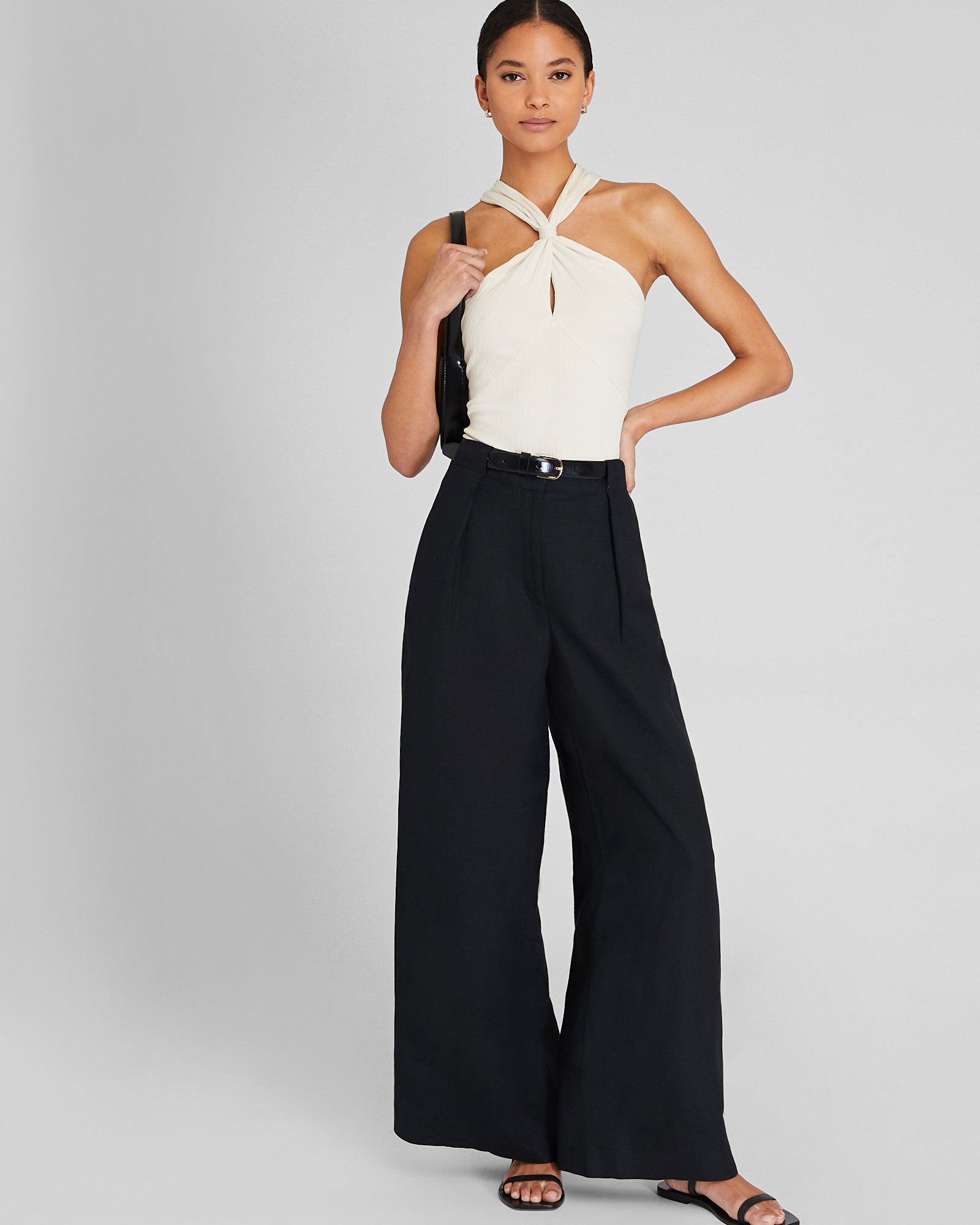 CLUB MONACO - Haut torsadé en tricot côtelé - Blanc