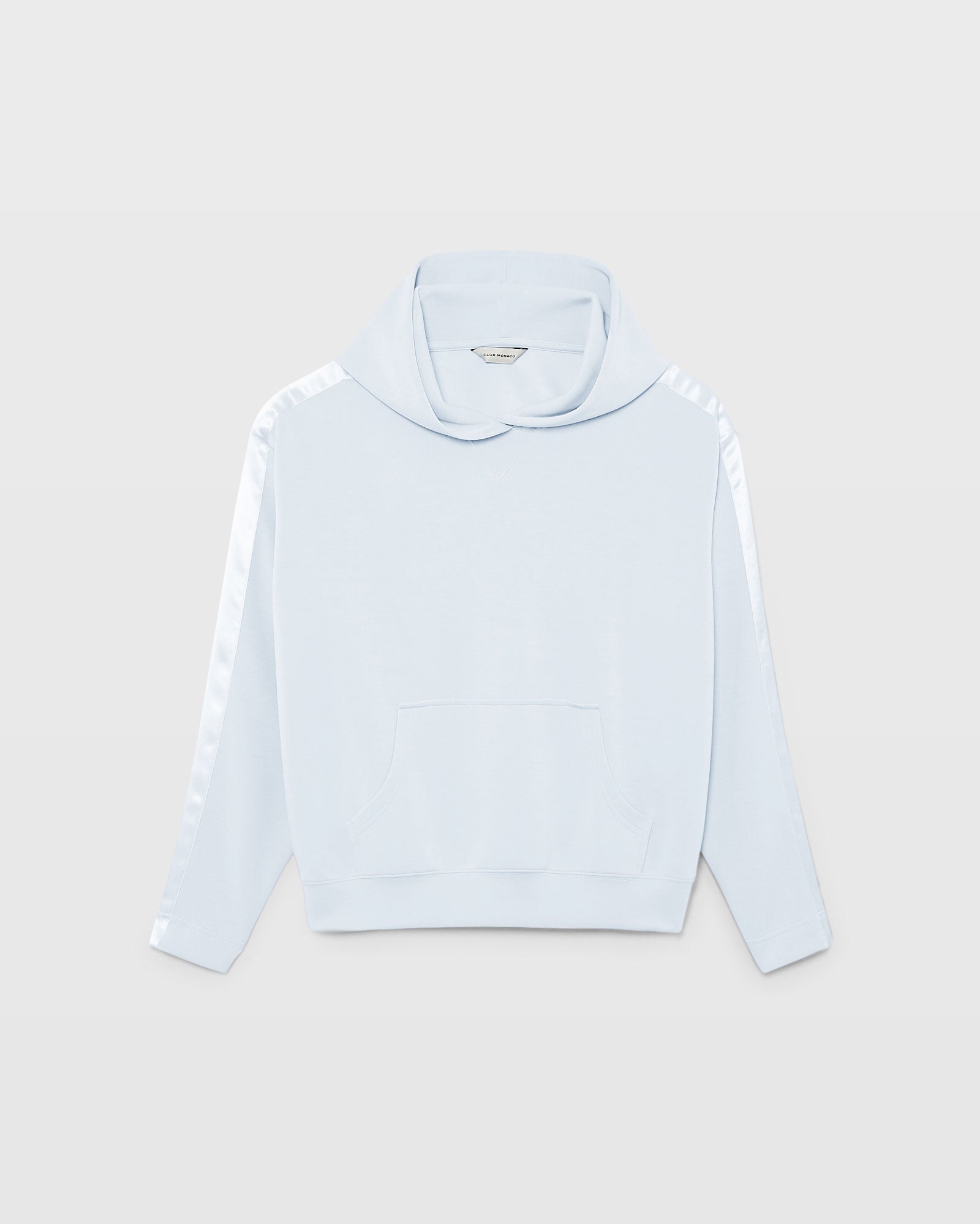 CLUB MONACO - Satin Stripe Hoodie - Light Blue