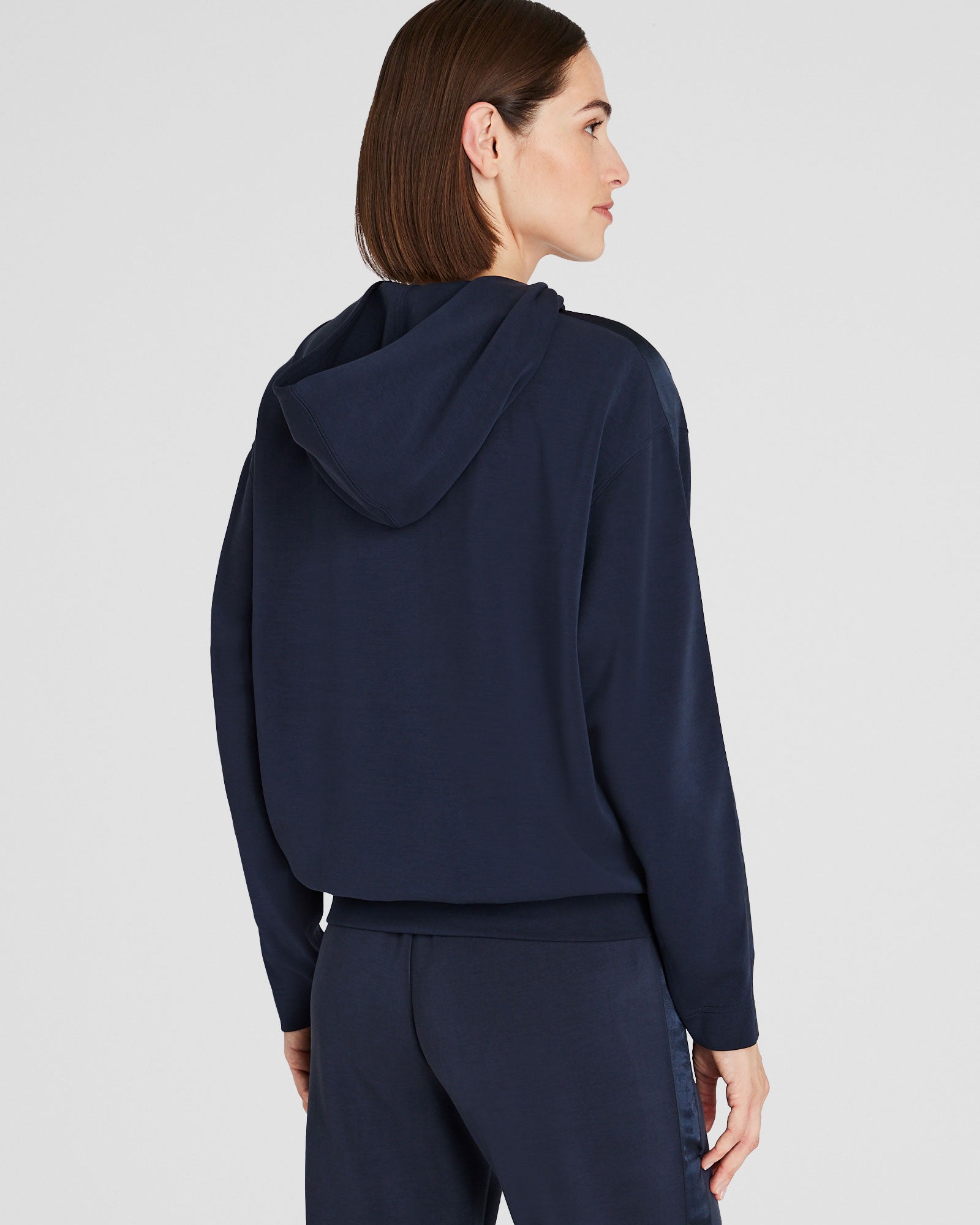 CLUB MONACO - Satin Stripe Hoodie - Navy