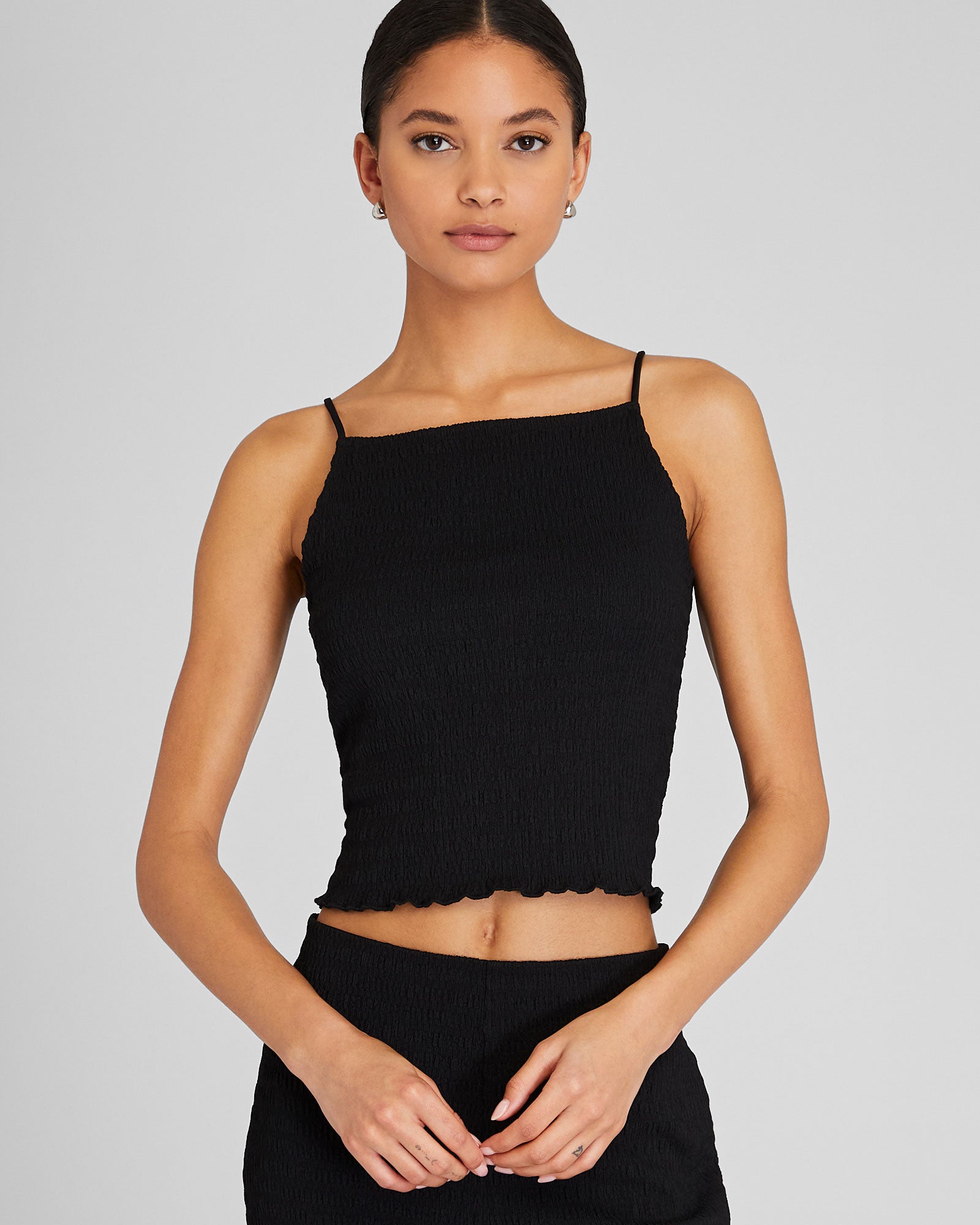 CLUB MONACO - Mock Smock Knit Top - Black