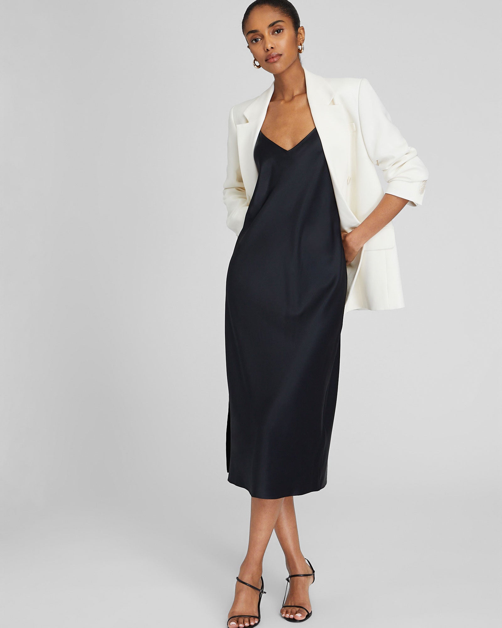 CLUB MONACO - Robe à enfiler en charmeuse de soie - Noir