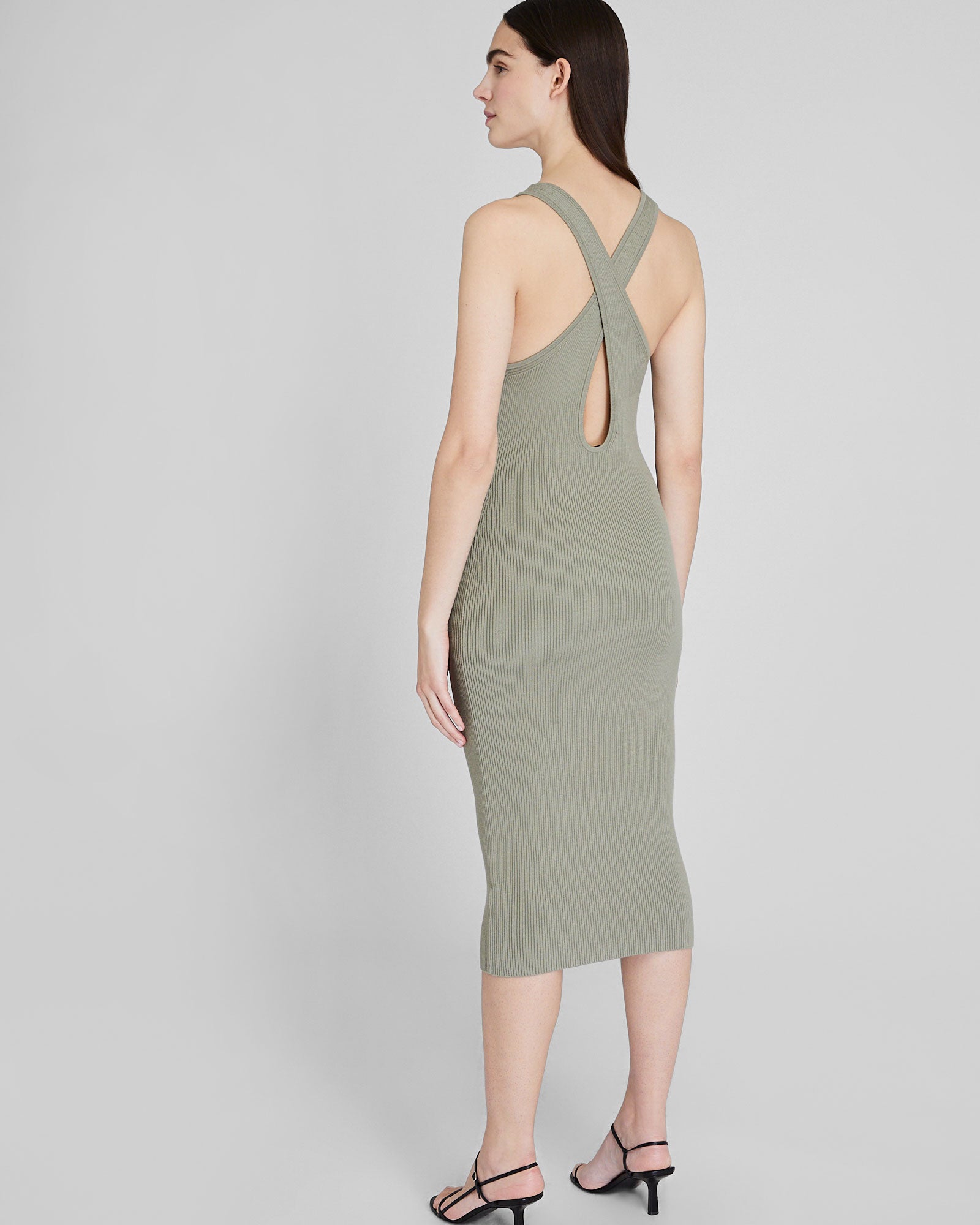 CLUB MONACO - Ribbed Cross Back Dress - Oak