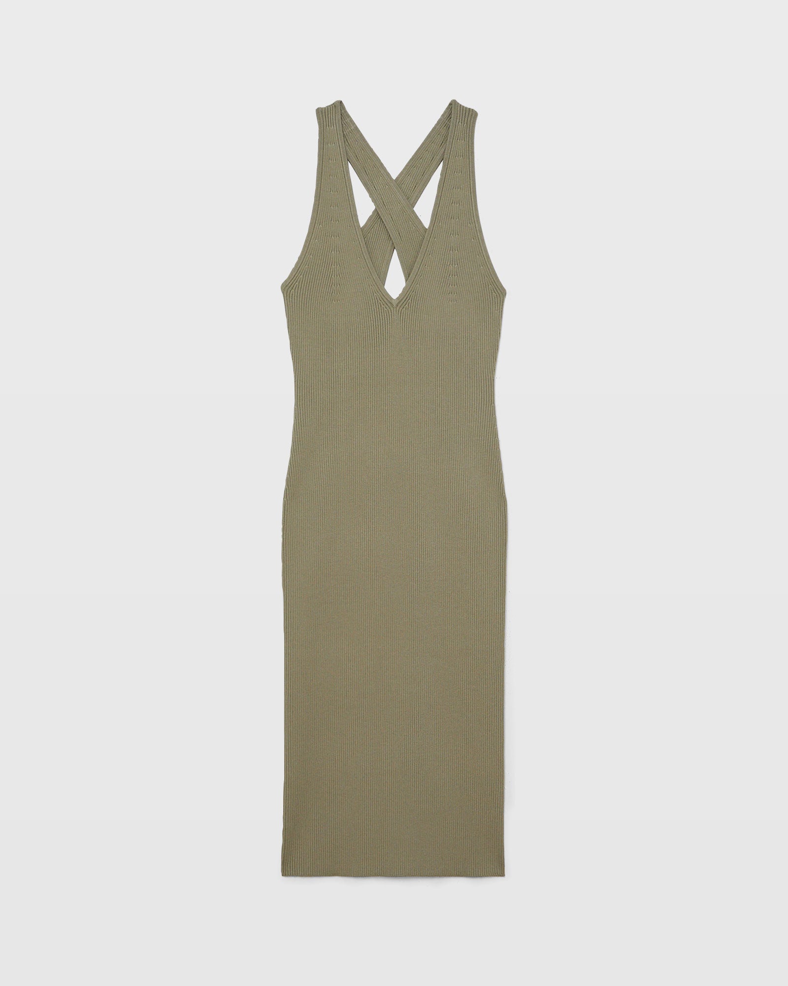 CLUB MONACO - Ribbed Cross Back Dress - Oak