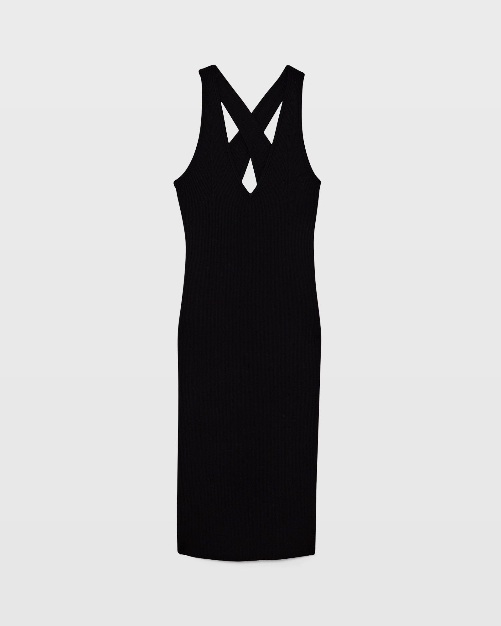 CLUB MONACO - Robe côtelée croisée au dos - Noir