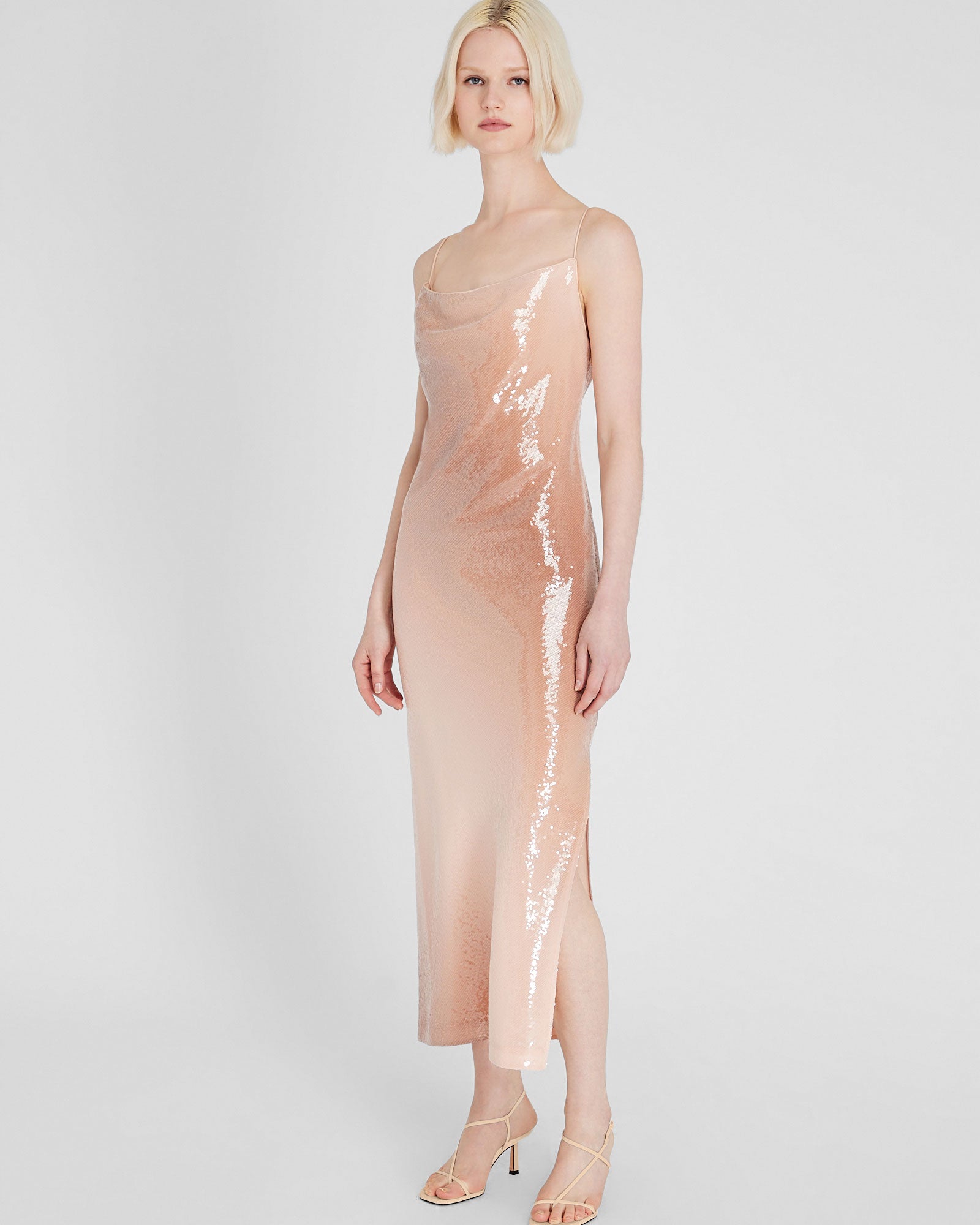 CLUB MONACO - Sequin Maxi Slip Dress - Blush