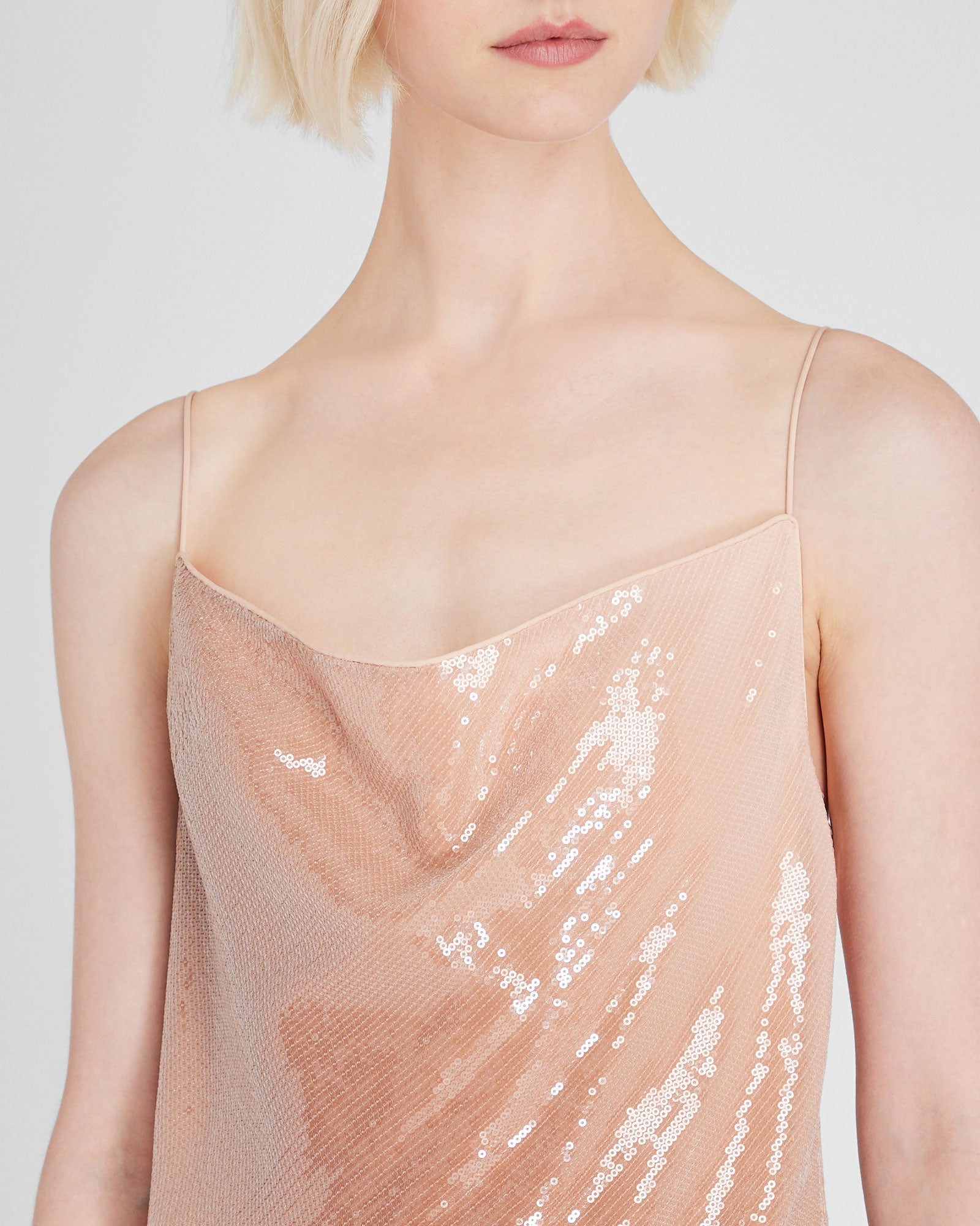 CLUB MONACO - Sequin Maxi Slip Dress - Blush