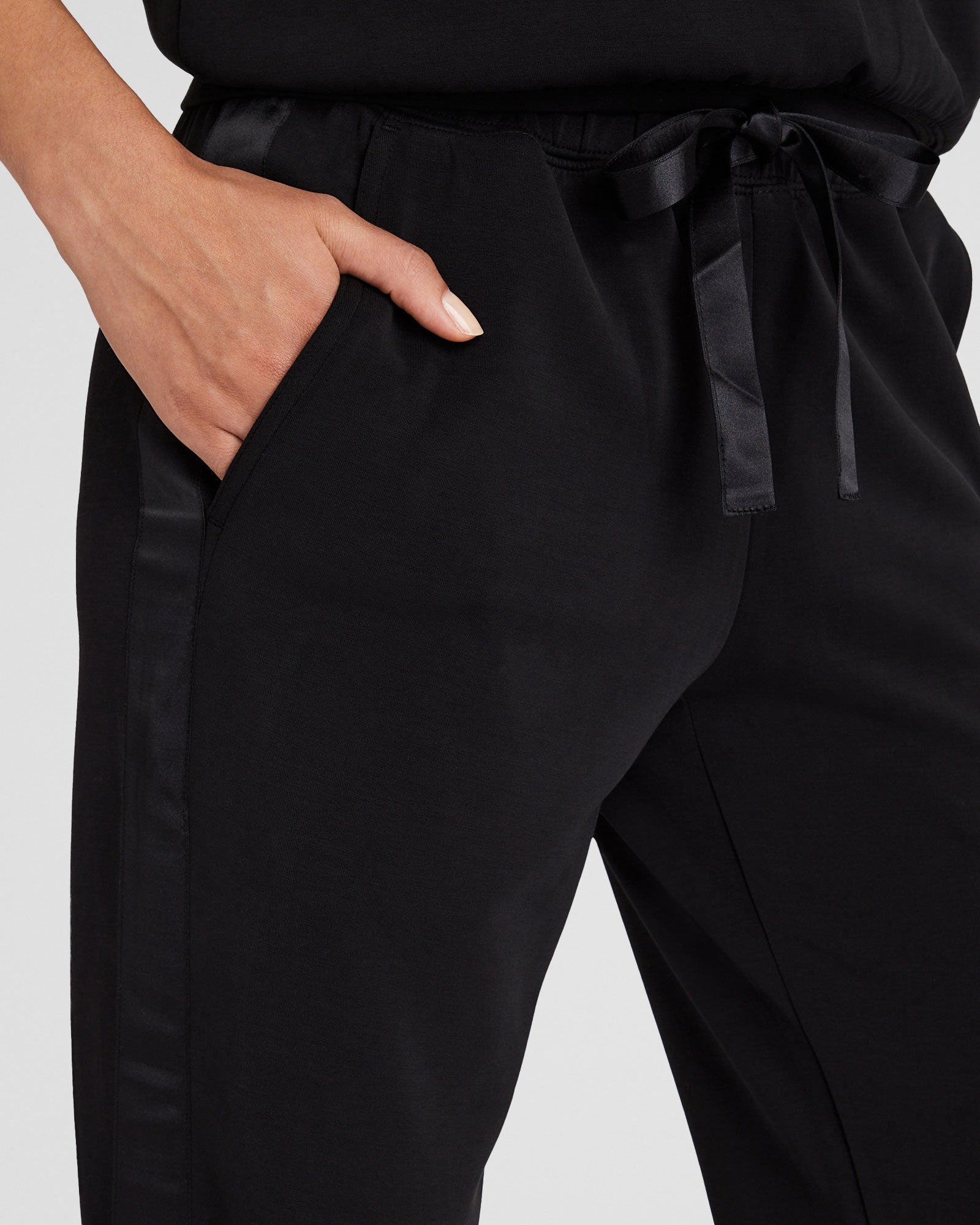 CLUB MONACO - Satin Stripe Pant - Black