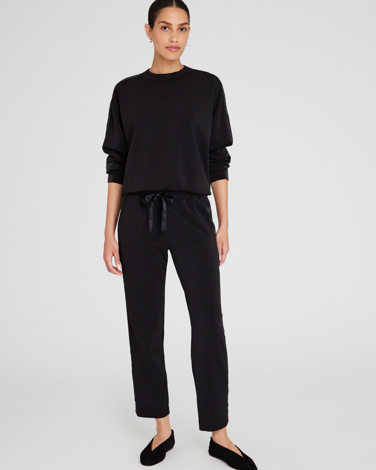 CLUB MONACO - Satin Stripe Pant - Black