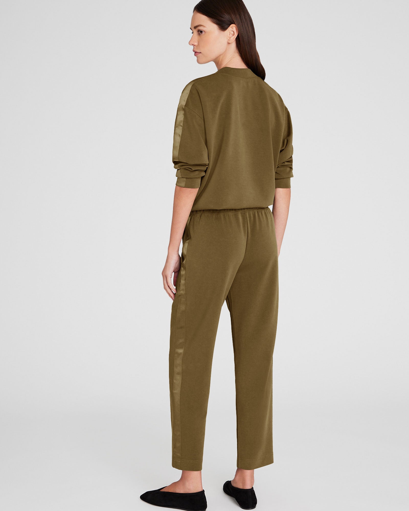 CLUB MONACO - Satin Stripe Pant - Noyau d'Olive