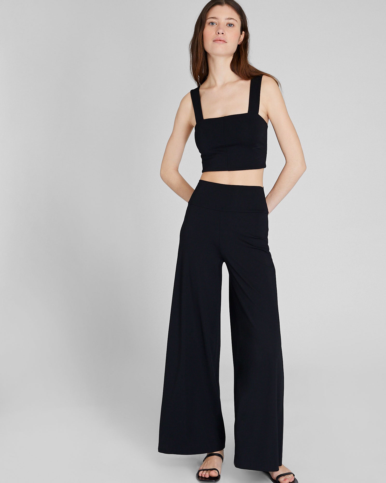 CLUB MONACO - Extra High Rise Wide Leg Knit Pant - Black