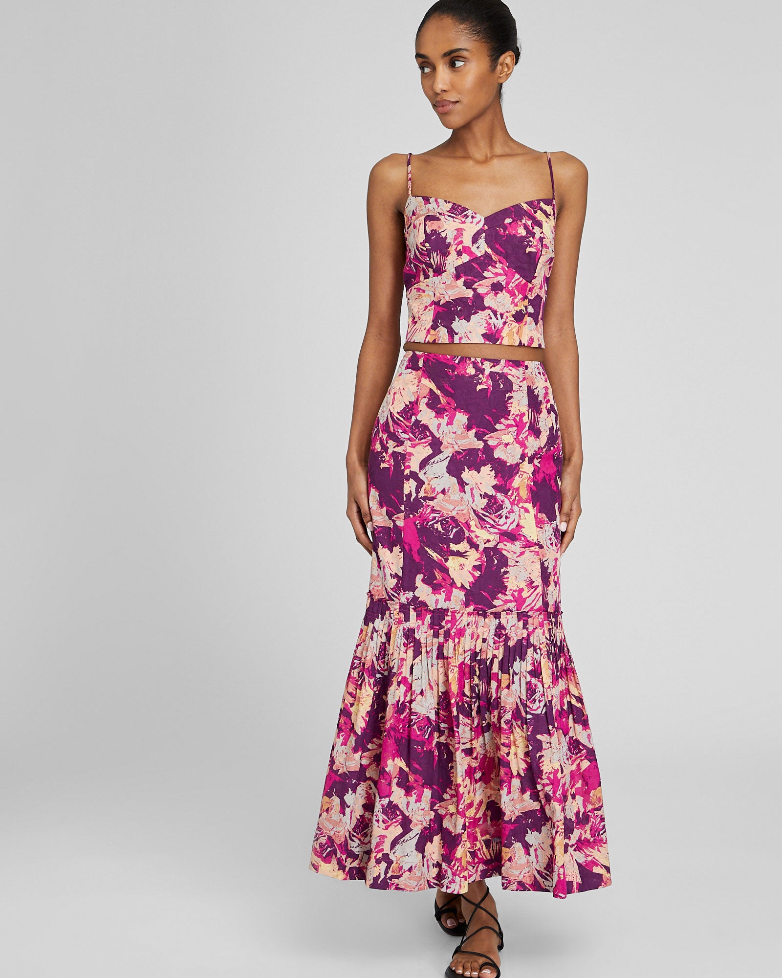 CLUB MONACO - Flounce Hem Maxi Skirt - Aster Pink