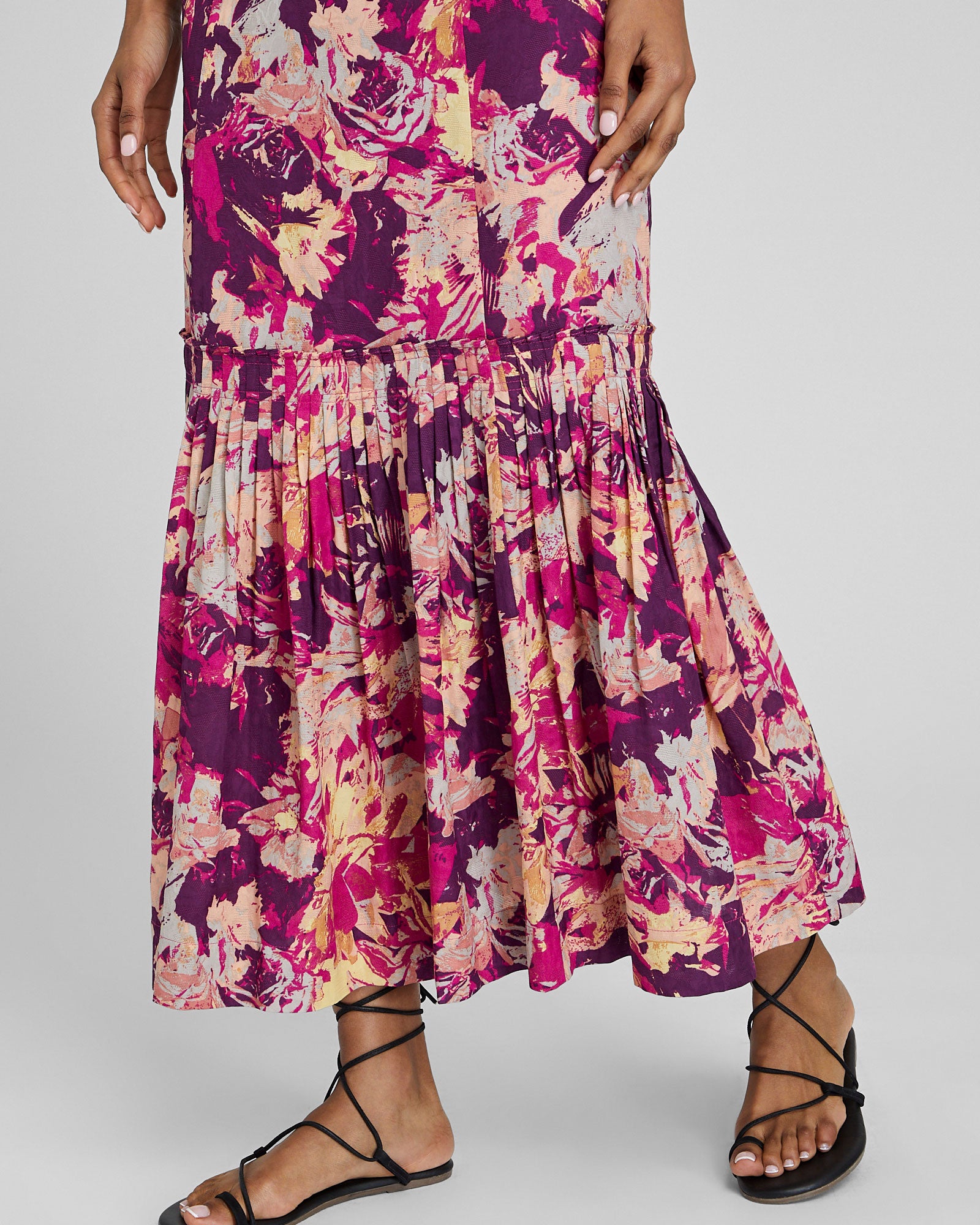 CLUB MONACO - Flounce Hem Maxi Skirt - Aster Pink