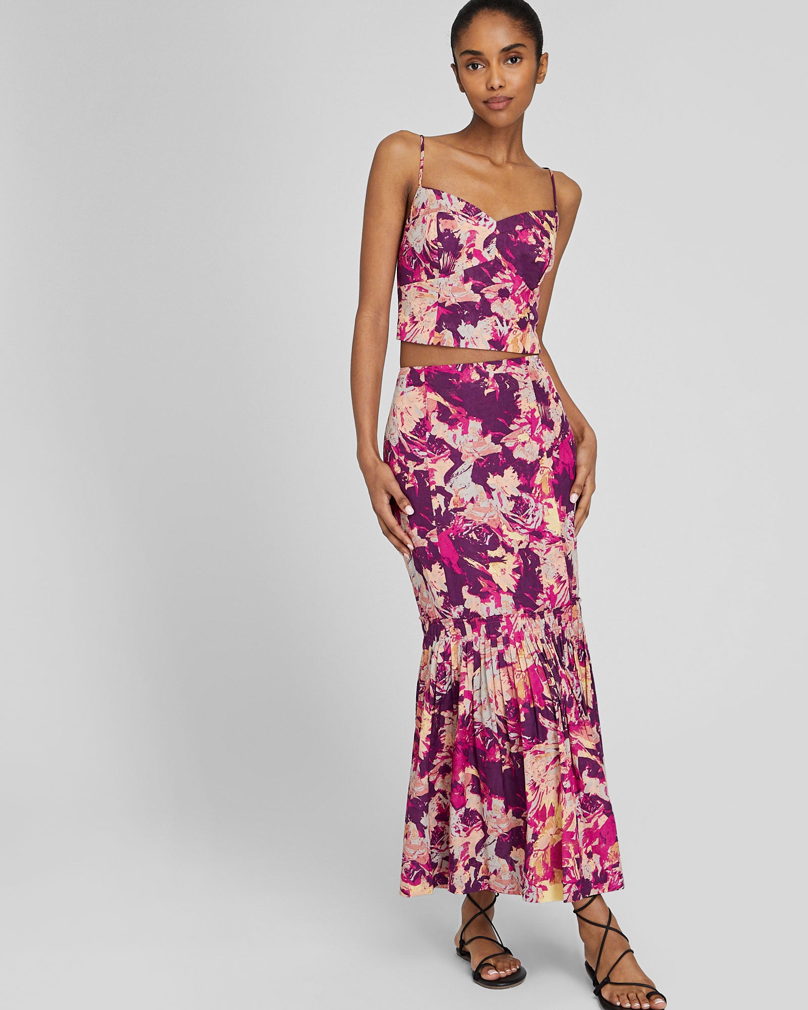 CLUB MONACO - Flounce Hem Maxi Skirt - Aster Pink