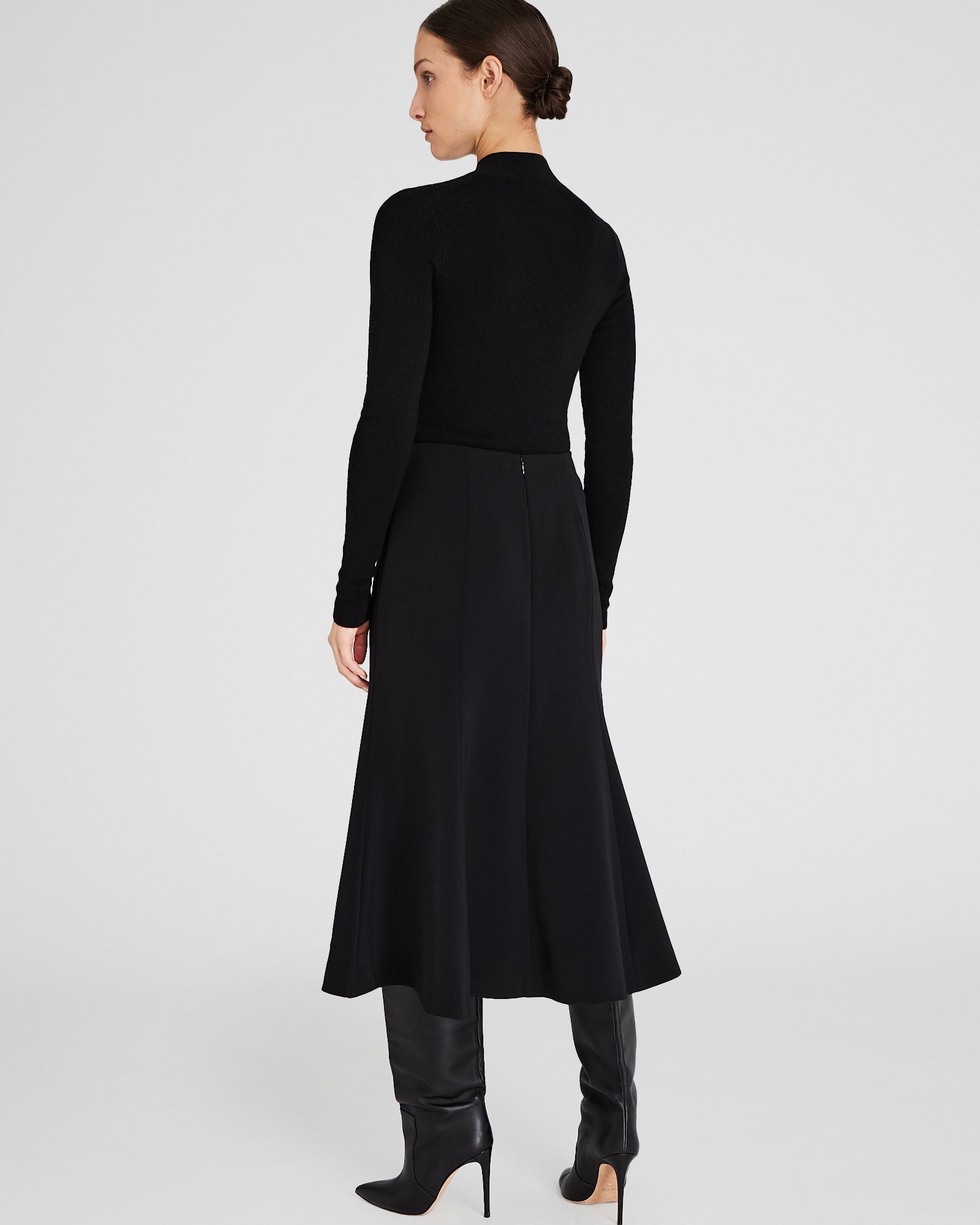 CLUB MONACO - Crepe Fluted Midi Skirt - Black