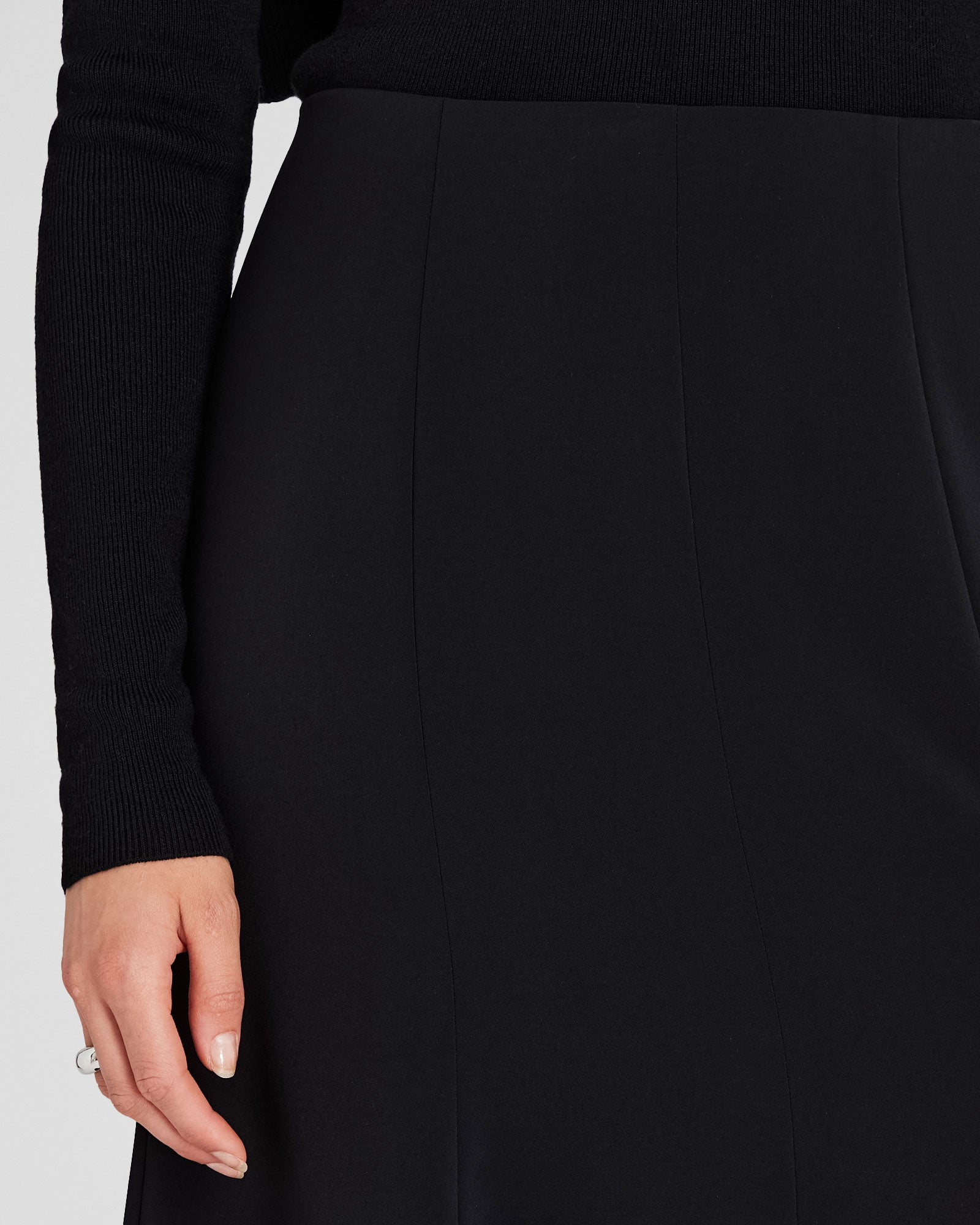 CLUB MONACO - Crepe Fluted Midi Skirt - Black