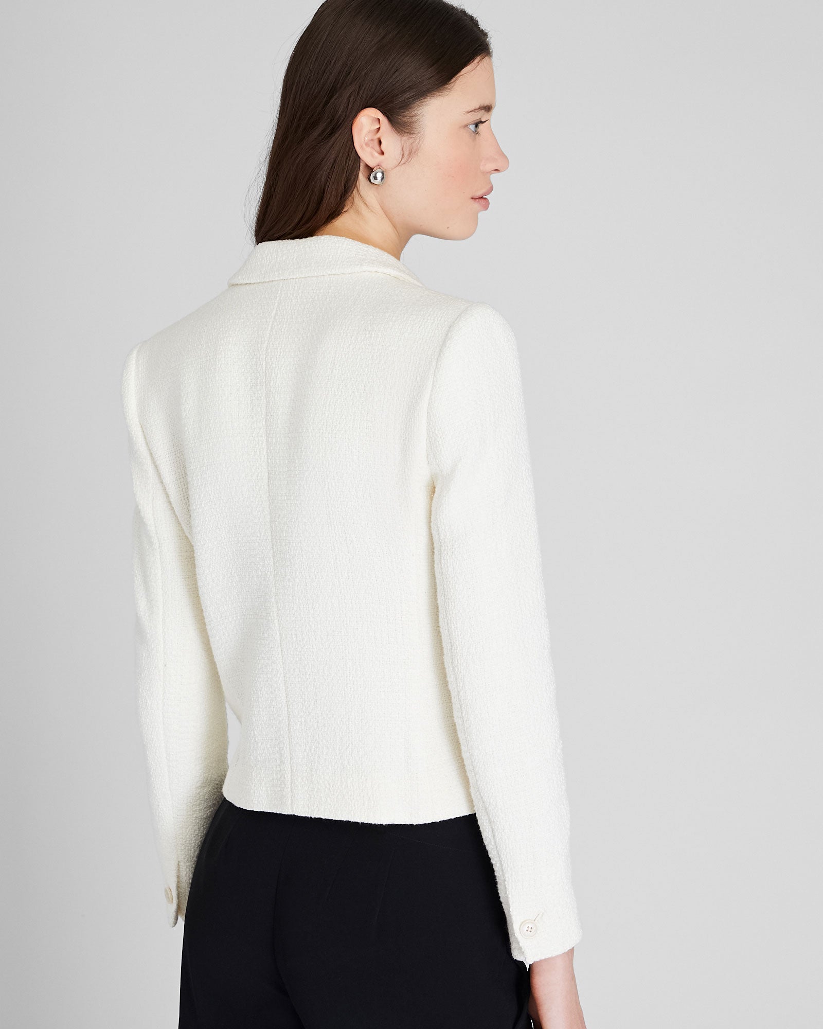CLUB MONACO - Textured Cropped Double Breasted Blazer - Off White