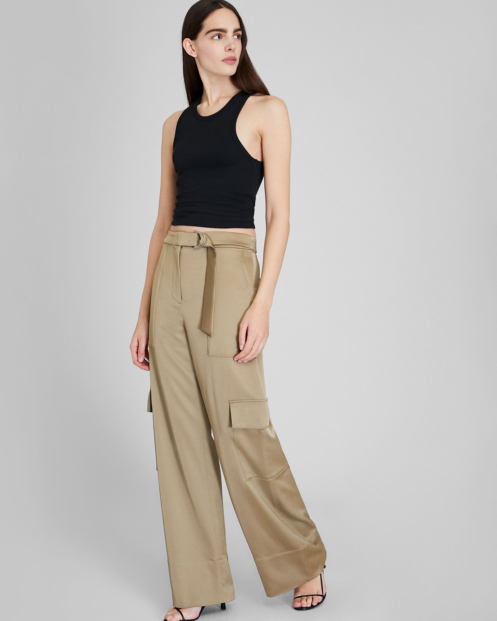 CLUB MONACO - Satin Belted Cargo Pant - Oak
