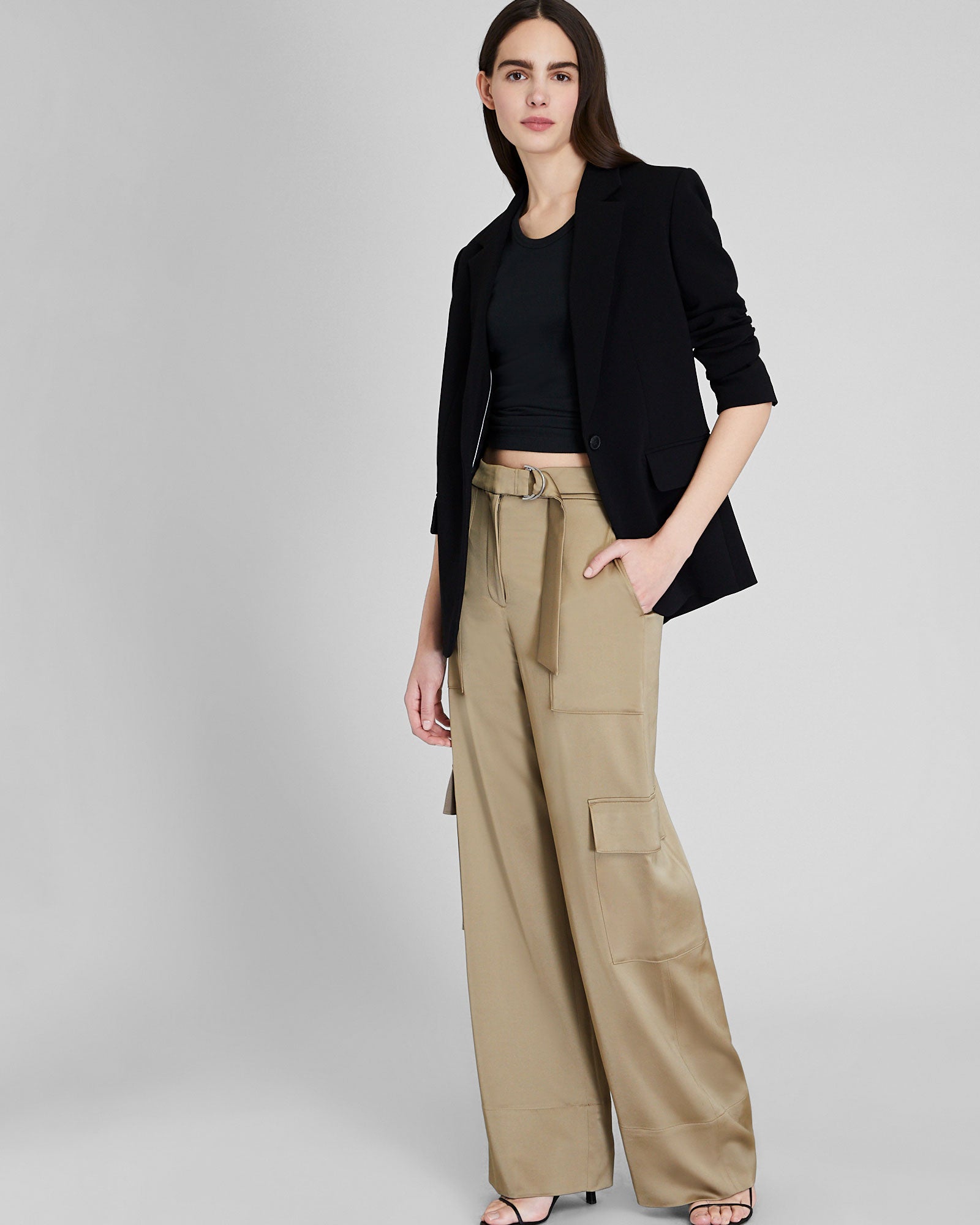 CLUB MONACO - Satin Belted Cargo Pant - Oak