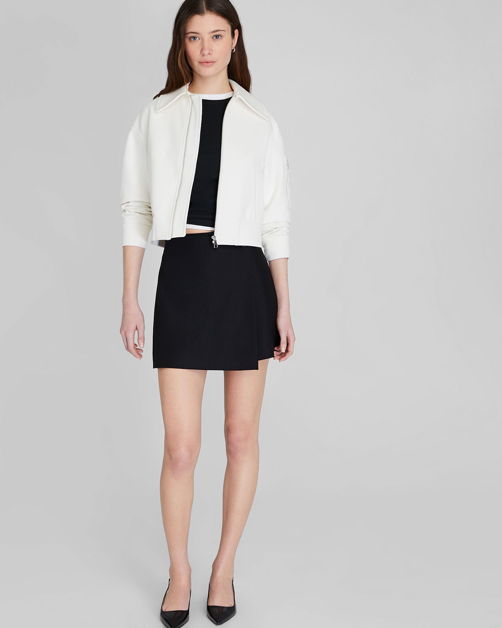 CLUB MONACO - Textured Collared Cropped Jacket - Cream