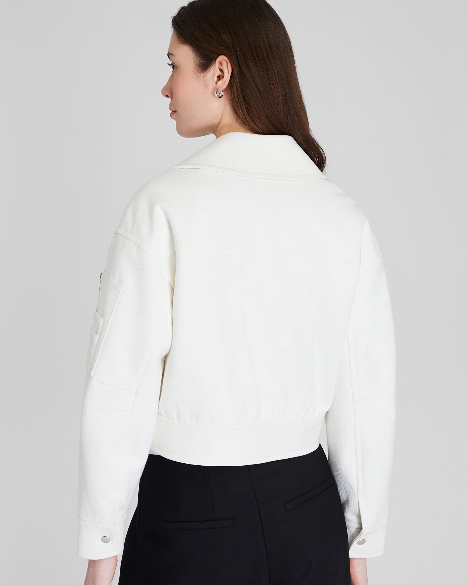 CLUB MONACO - Textured Collared Cropped Jacket - Cream