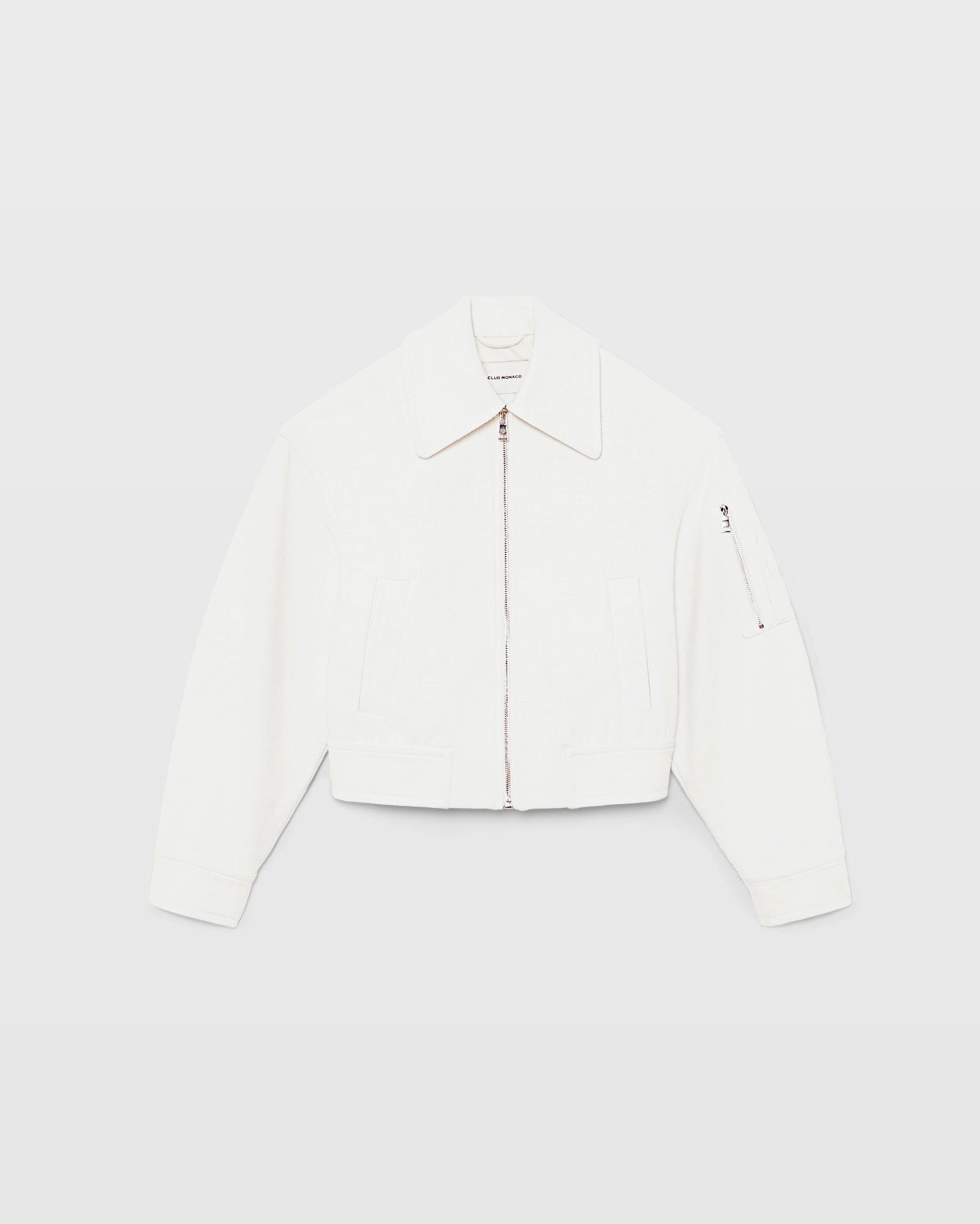 CLUB MONACO - Textured Collared Cropped Jacket - Cream
