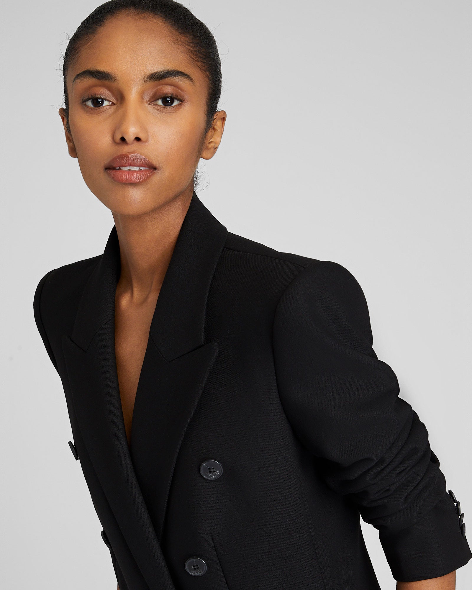 CLUB MONACO - Classic Cutaway Double Breasted Blazer - Black