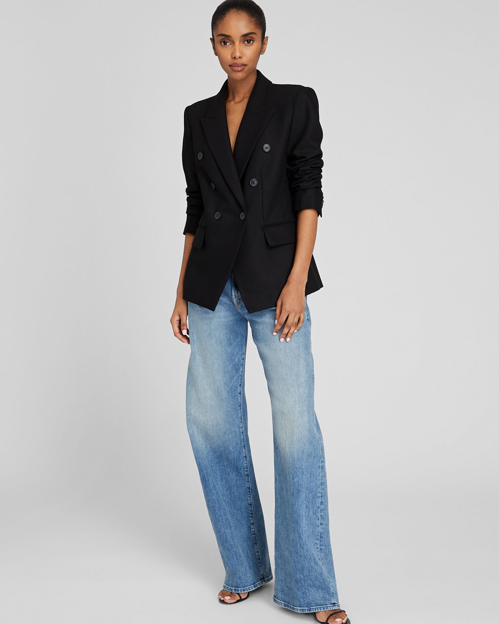 CLUB MONACO - Classic Cutaway Double Breasted Blazer - Black