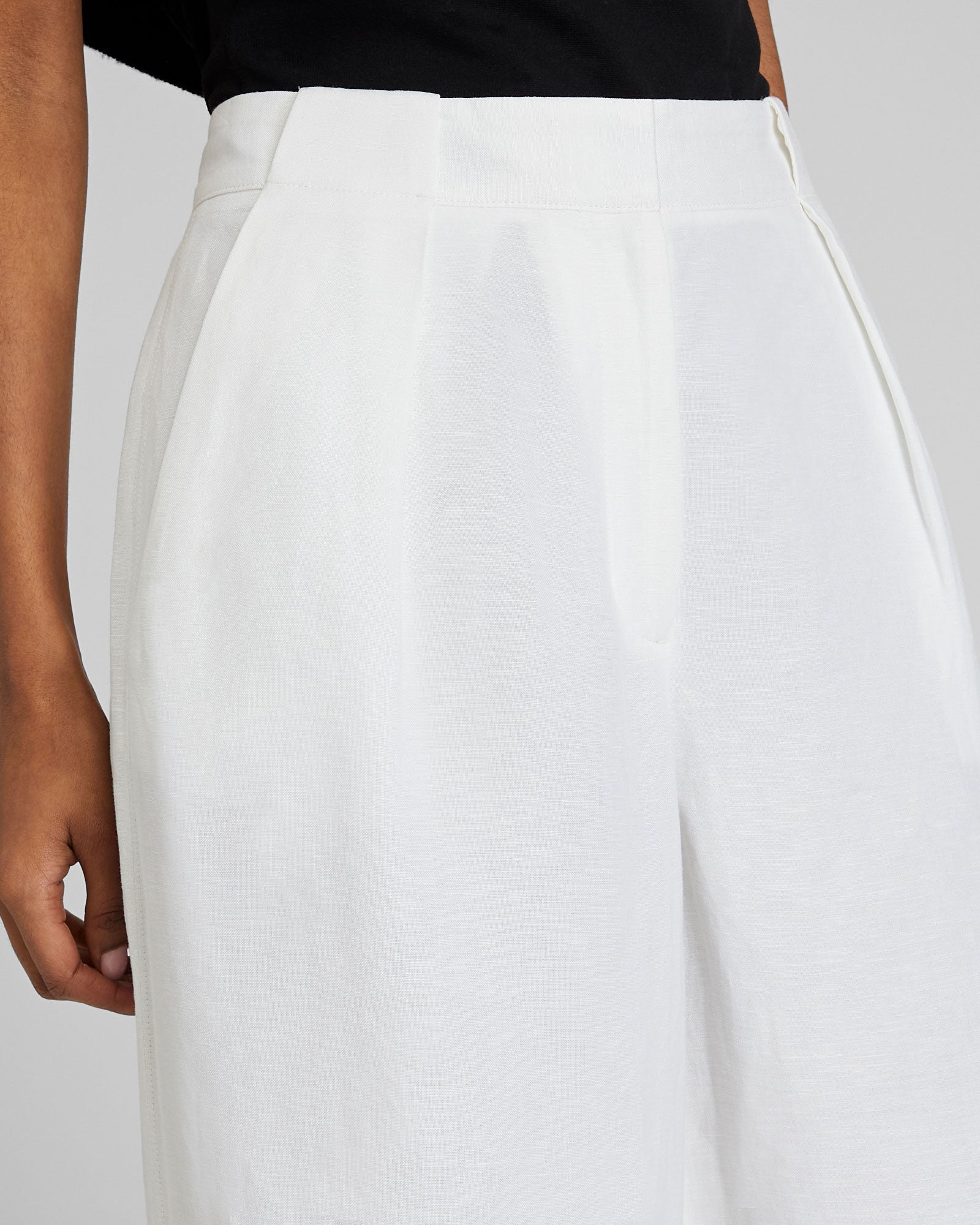 CLUB MONACO - Wide Leg Linen Blend Trouser - Off White