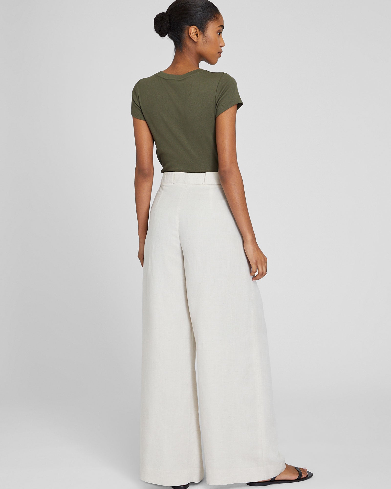 CLUB MONACO - Wide Leg Linen Blend Trouser - Flaxseed