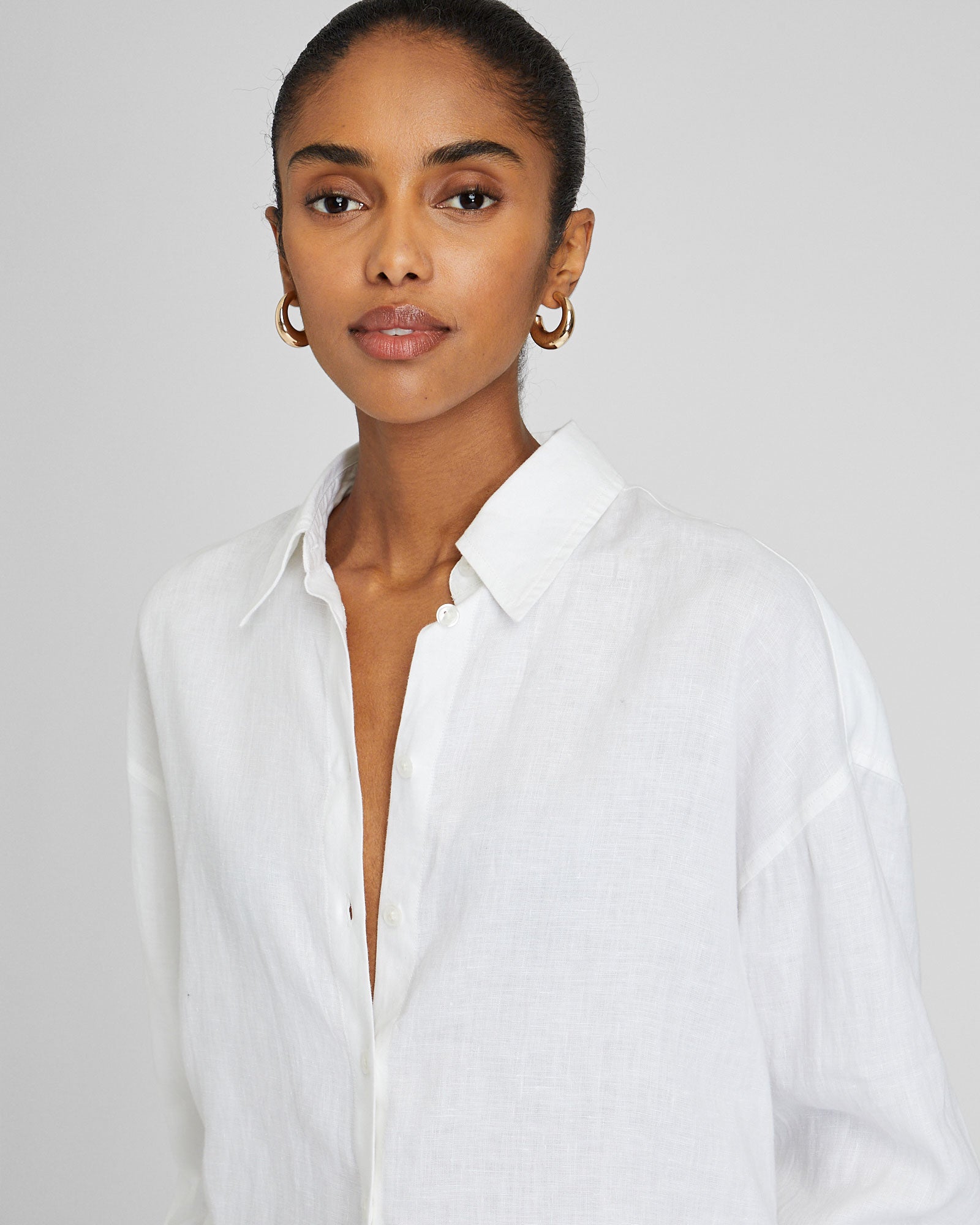 CLUB MONACO - Chemise en lin boutonnée - Blanc