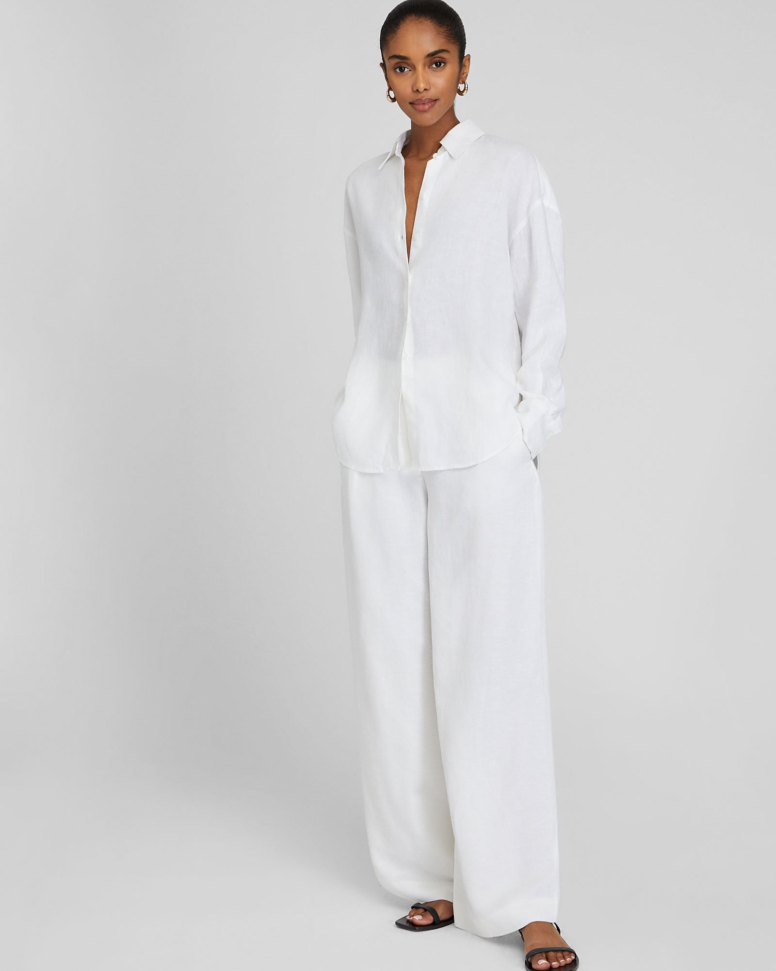 CLUB MONACO - Chemise en lin boutonnée - Blanc