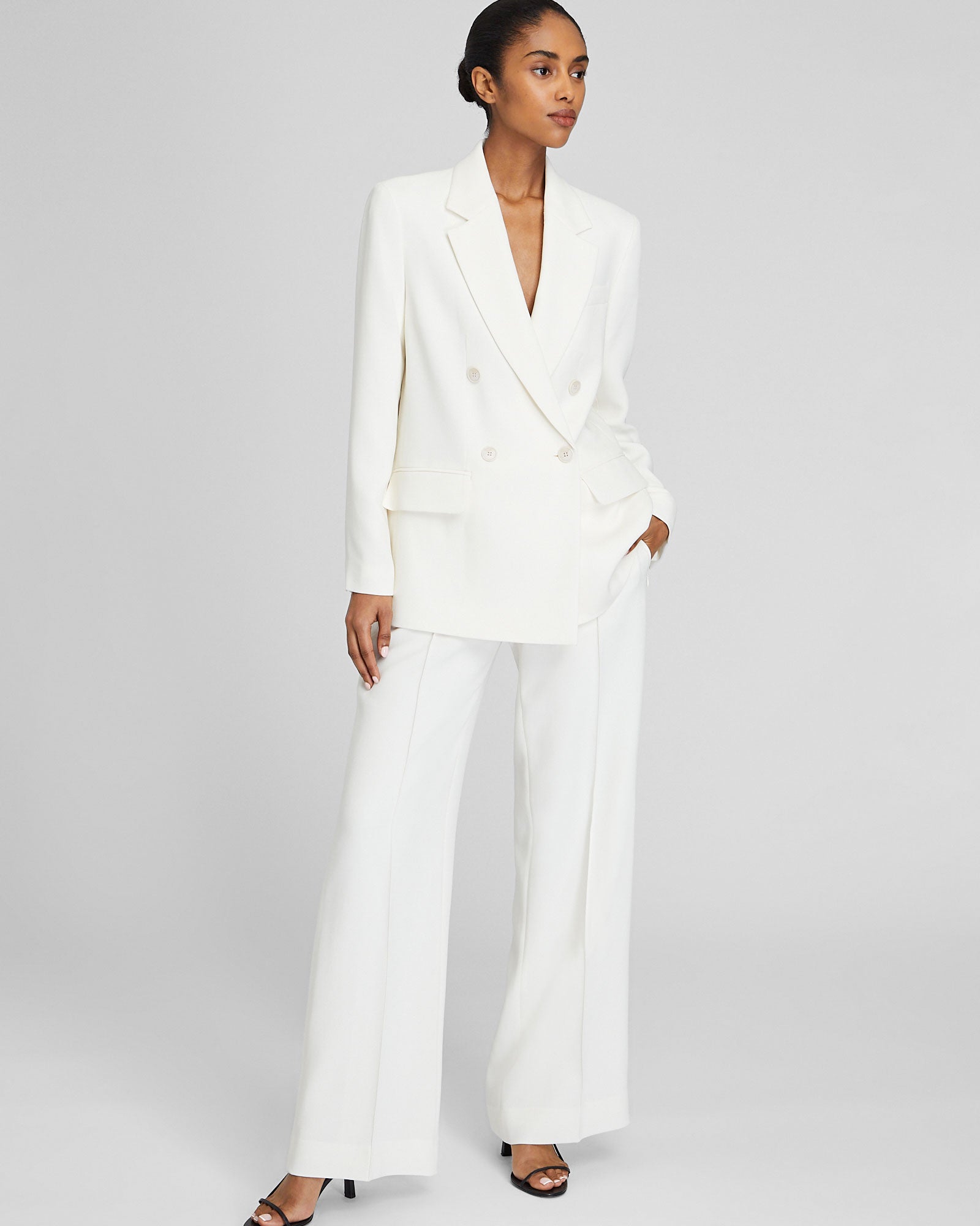 CLUB MONACO - Relaxed Double Breasted Crepe Blazer - Off White