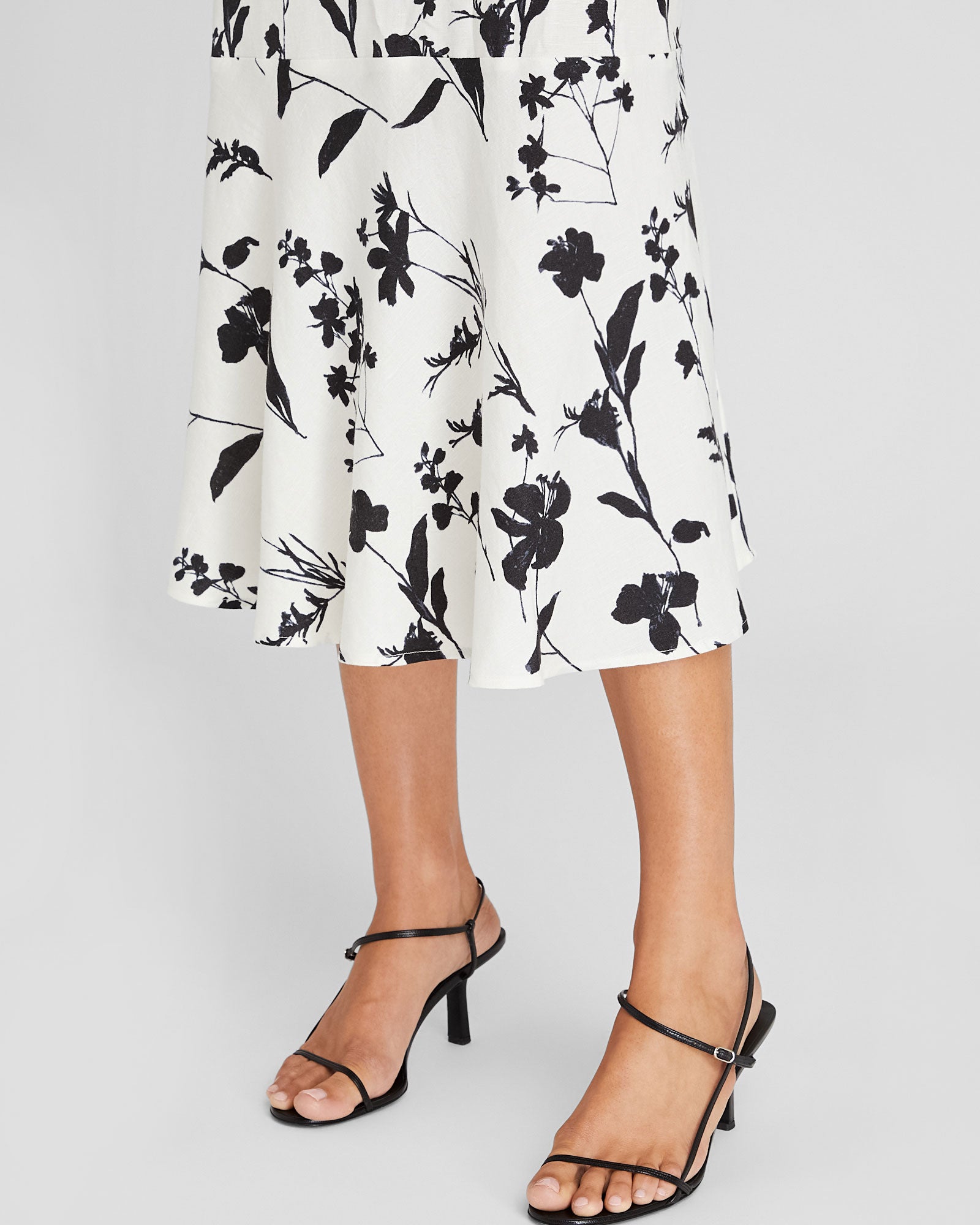 CLUB MONACO - Printed Linen-Blend Midi Skirt - White Base