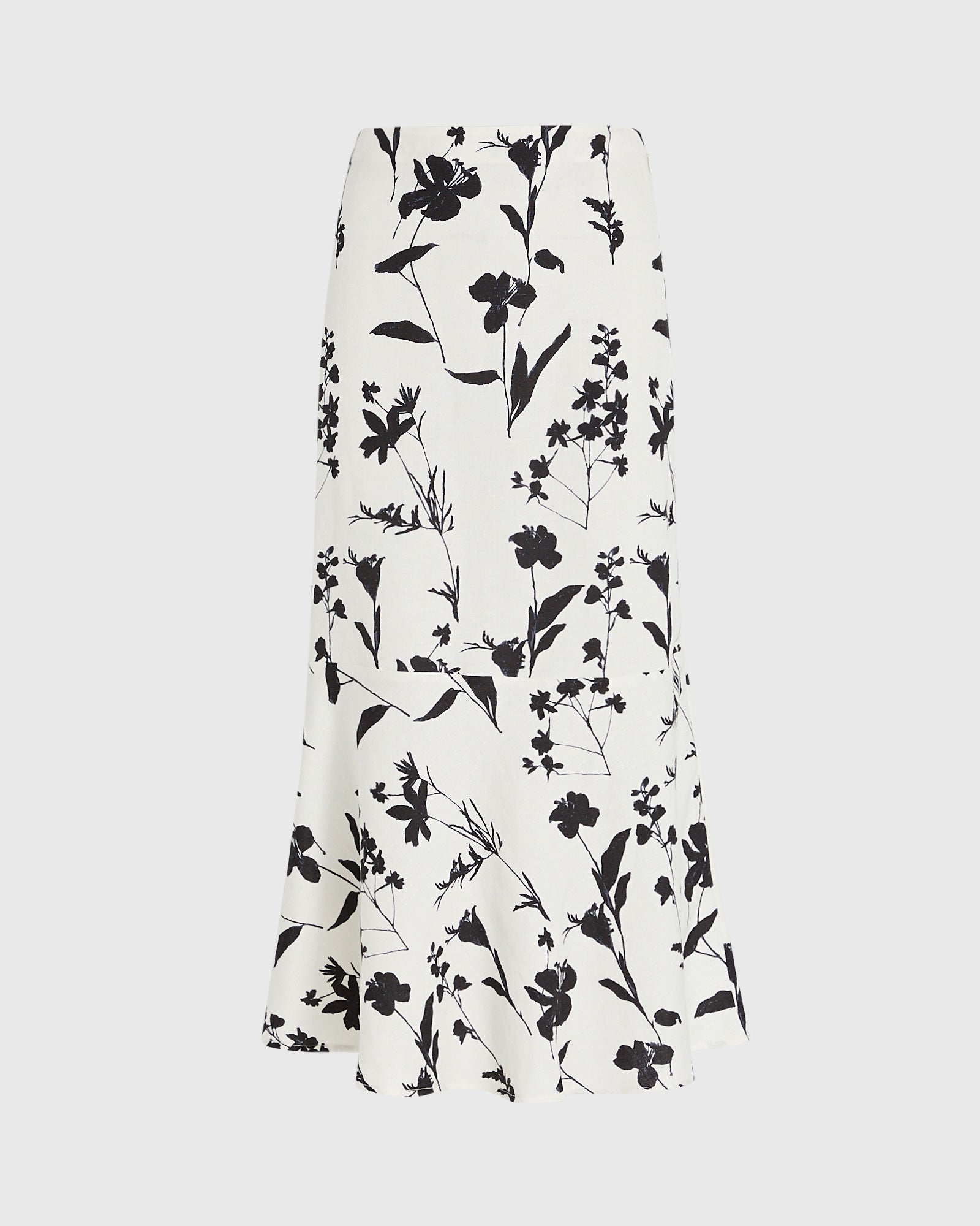 CLUB MONACO - Printed Linen-Blend Midi Skirt - White Base