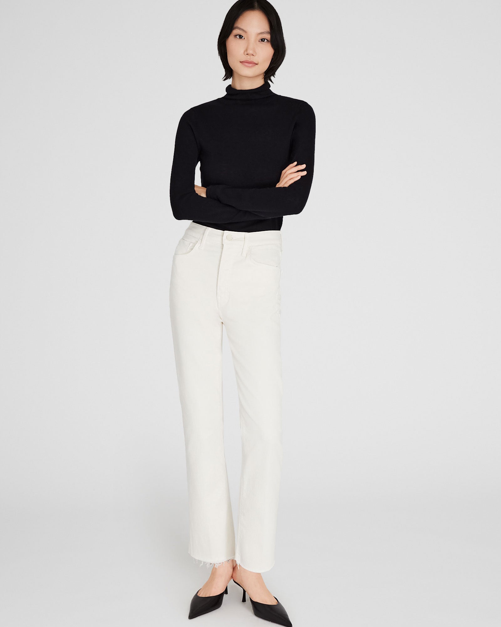 CLUB MONACO - MOTHER The Tripper Ankle Fray Jeans - Light Denim