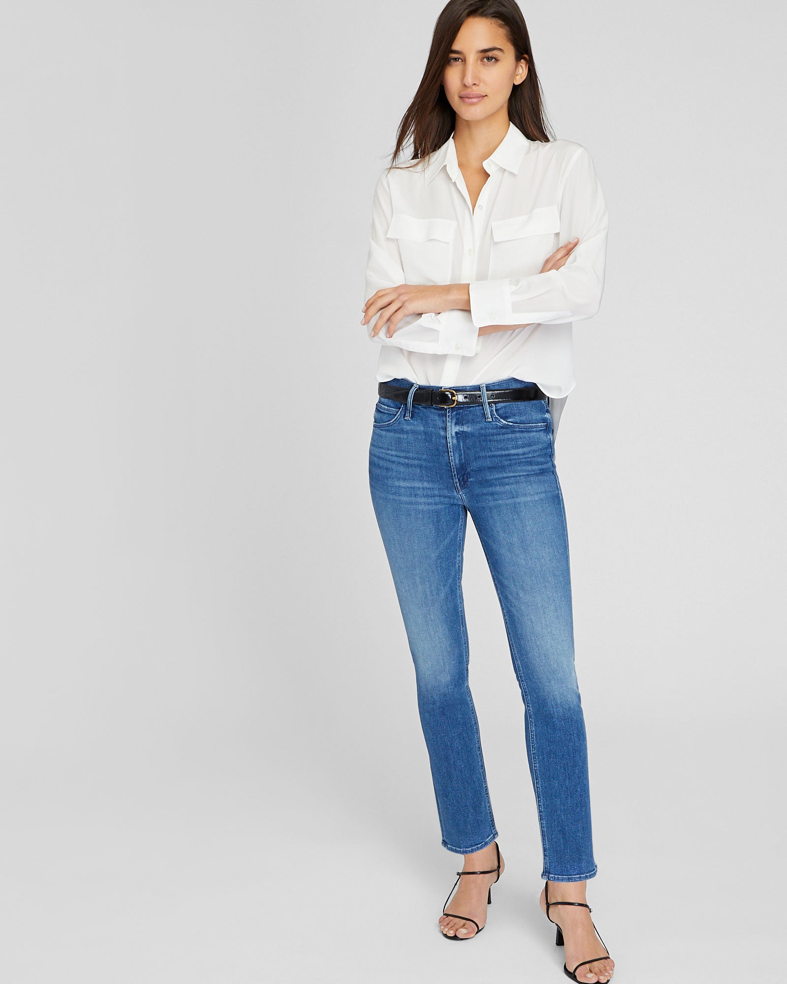 CLUB MONACO - MOTHER Mid Rise Dazzler Ankle Jeans - Denim
