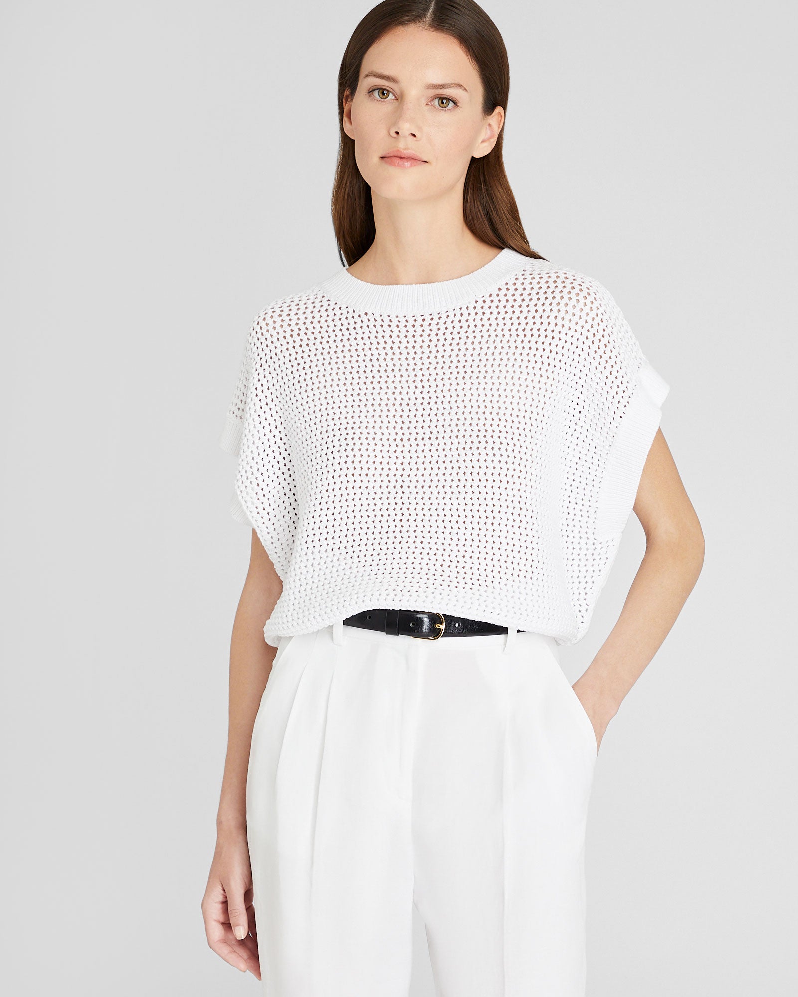 CLUB MONACO - Coquille décontractée en maille - Blanc