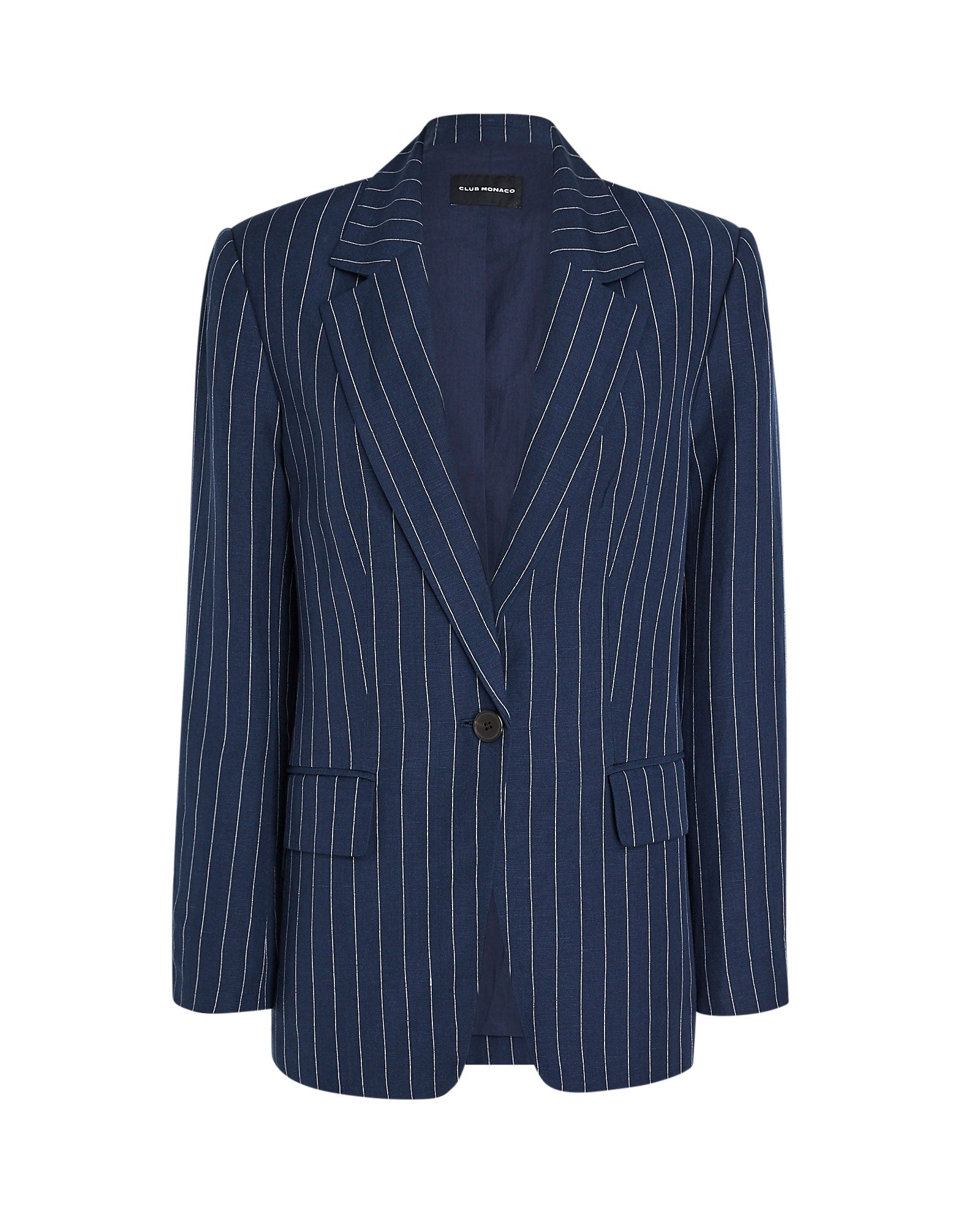 CLUB MONACO - Blazer à fines rayures en lin - Marine