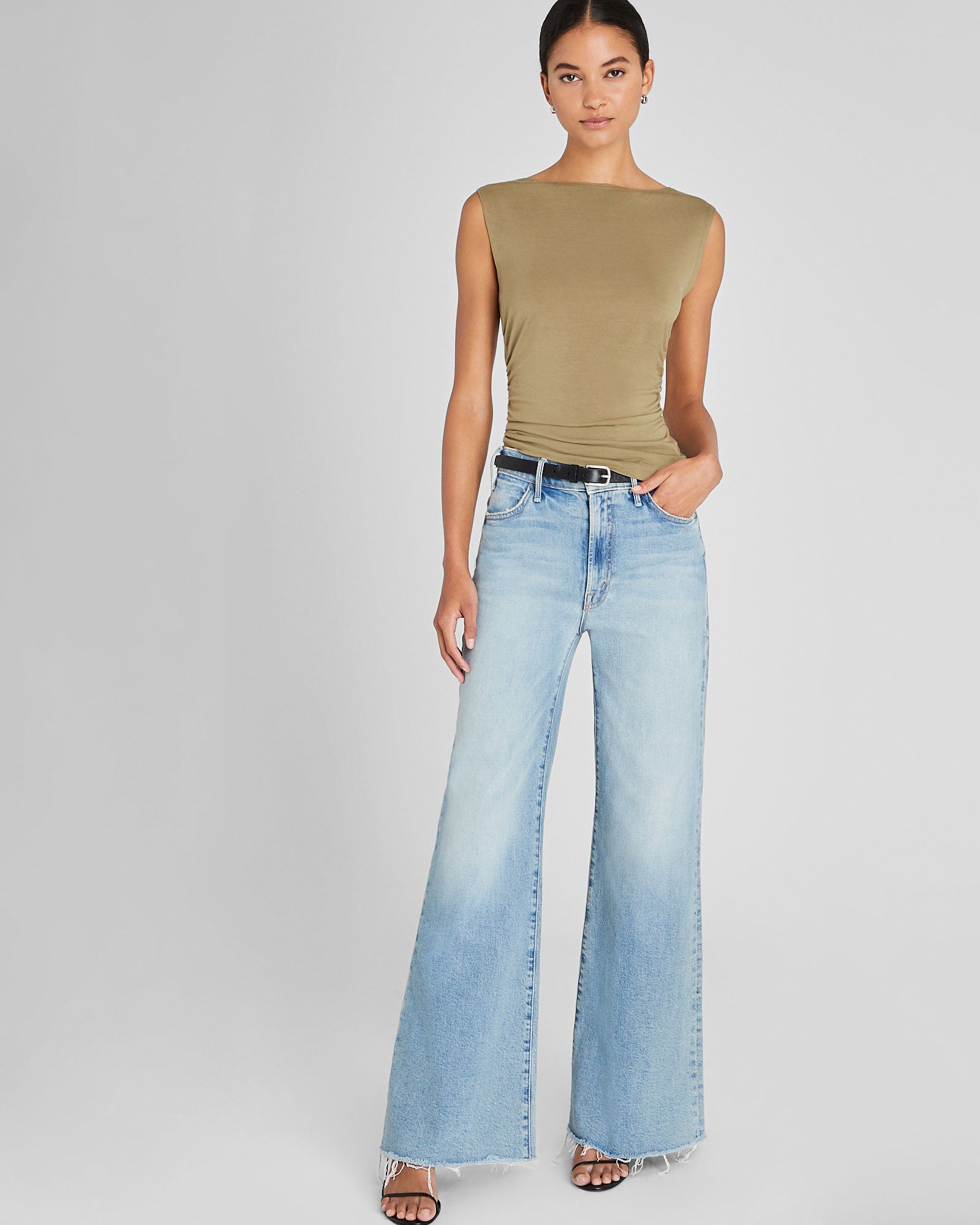 CLUB MONACO - Ruched Knit Top - Thyme