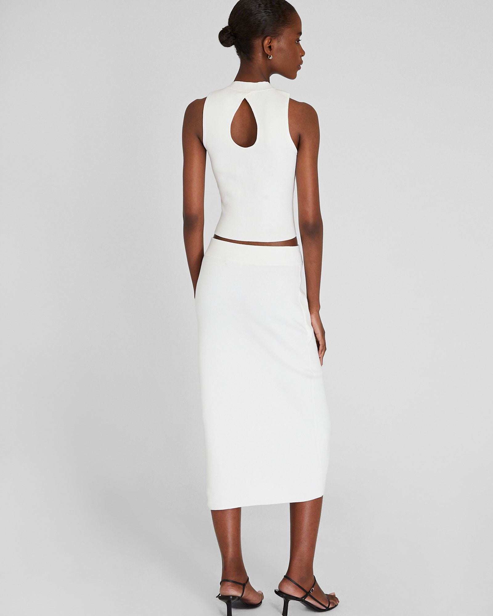 CLUB MONACO - Jupe côtelée droite - Blanc