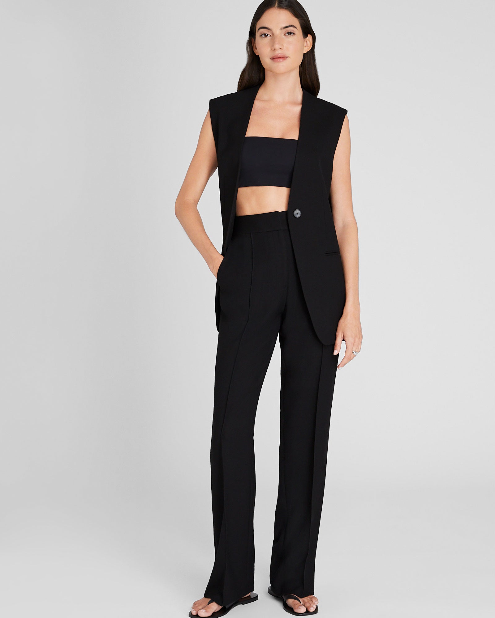 CLUB MONACO - Pantalon plissé pleine longueur - Noir