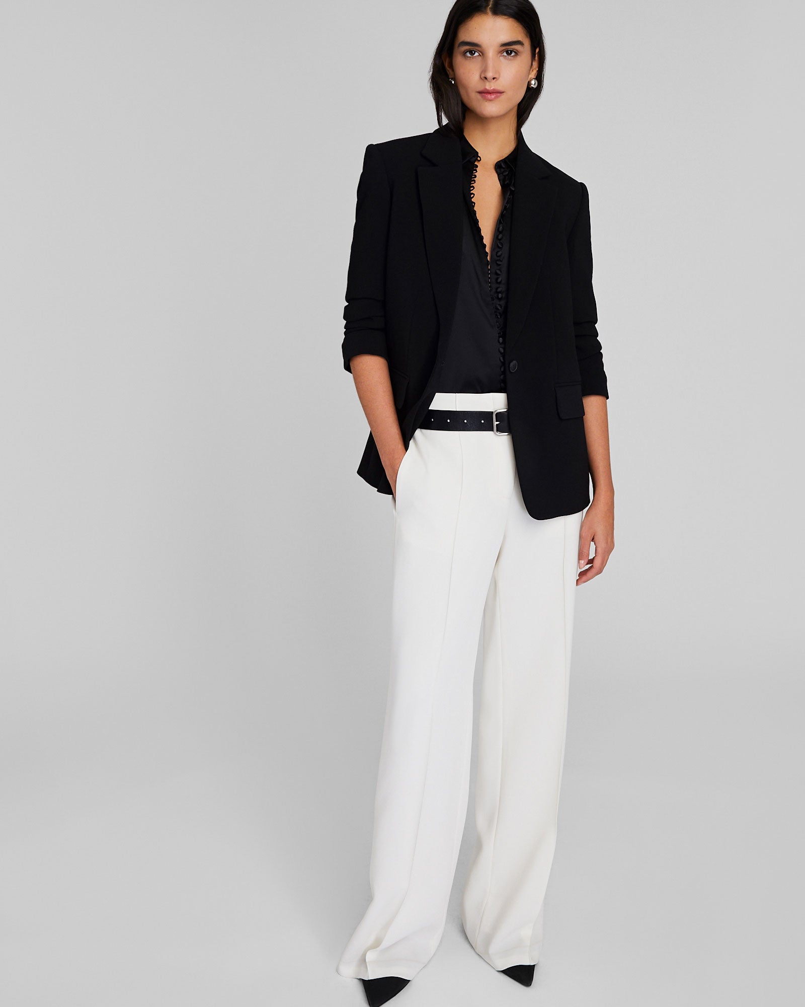 CLUB MONACO - High-Rise Fluid Crepe Trouser - Off White