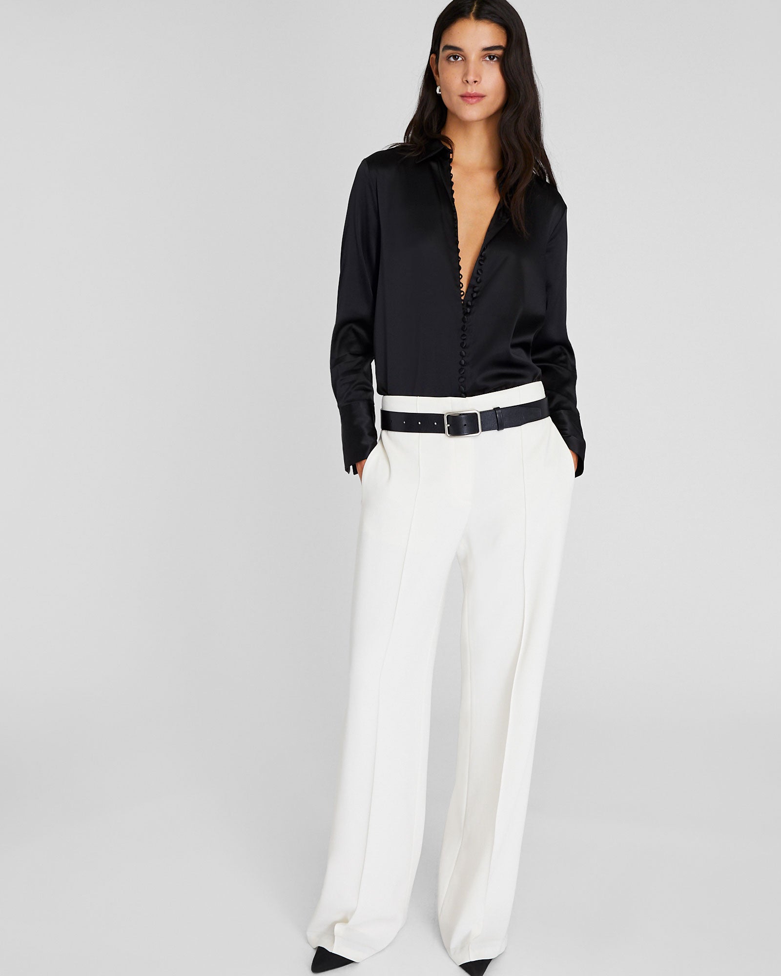 CLUB MONACO - High-Rise Fluid Crepe Trouser - Off White