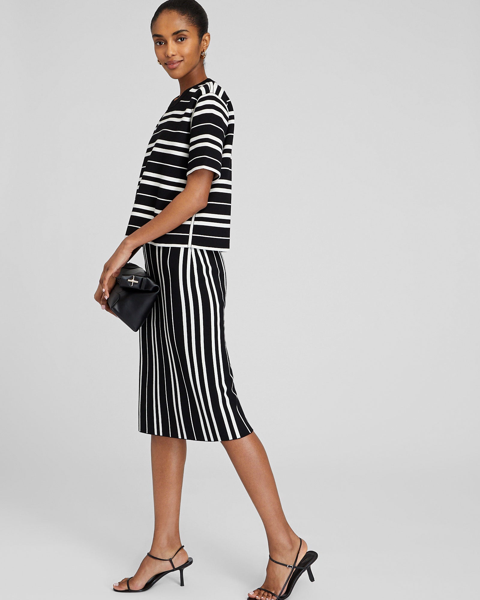CLUB MONACO - Jupe chandail double face - Rayures Noires