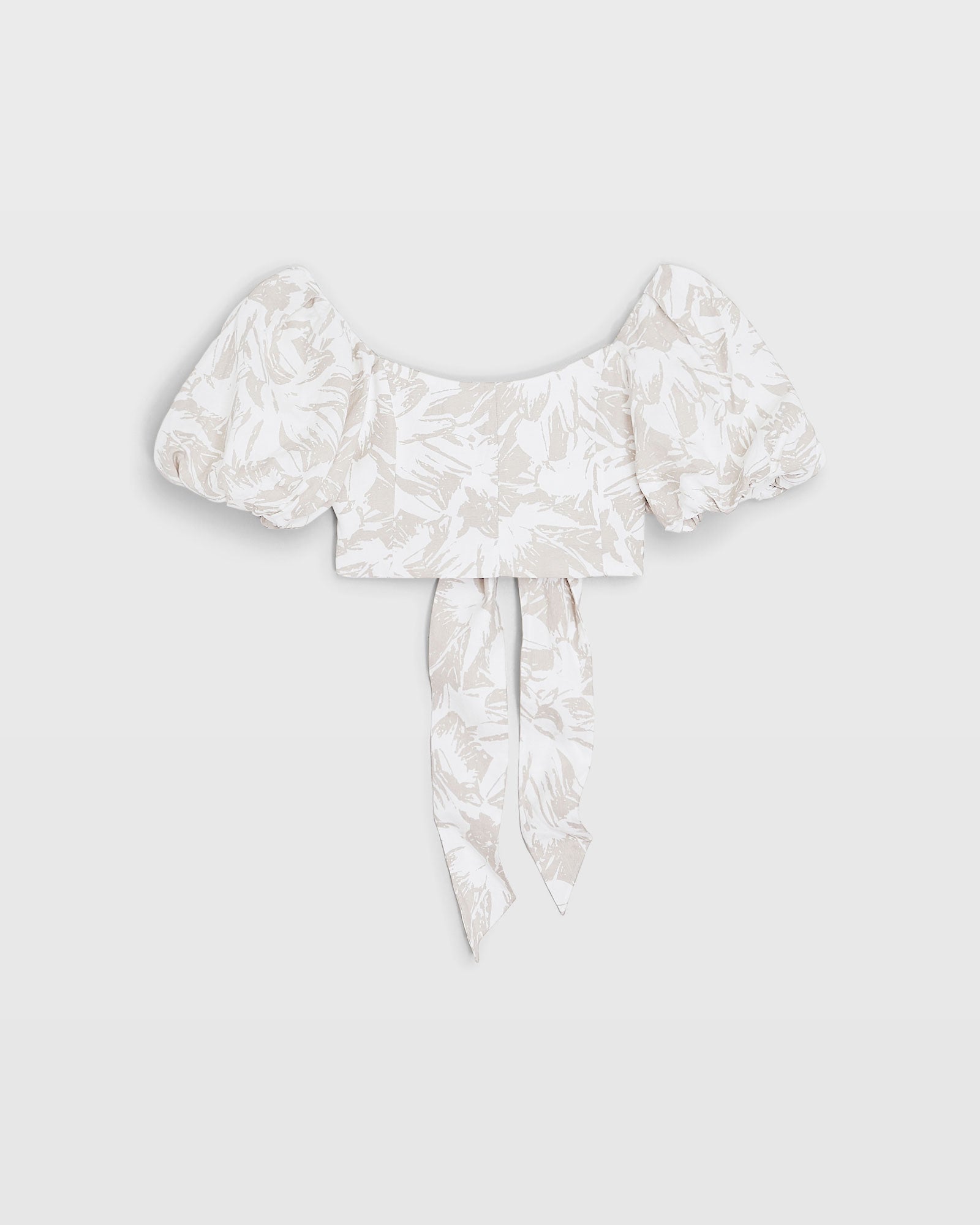 CLUB MONACO - Balloon Sleeve Crop Top - Oatmeal Base