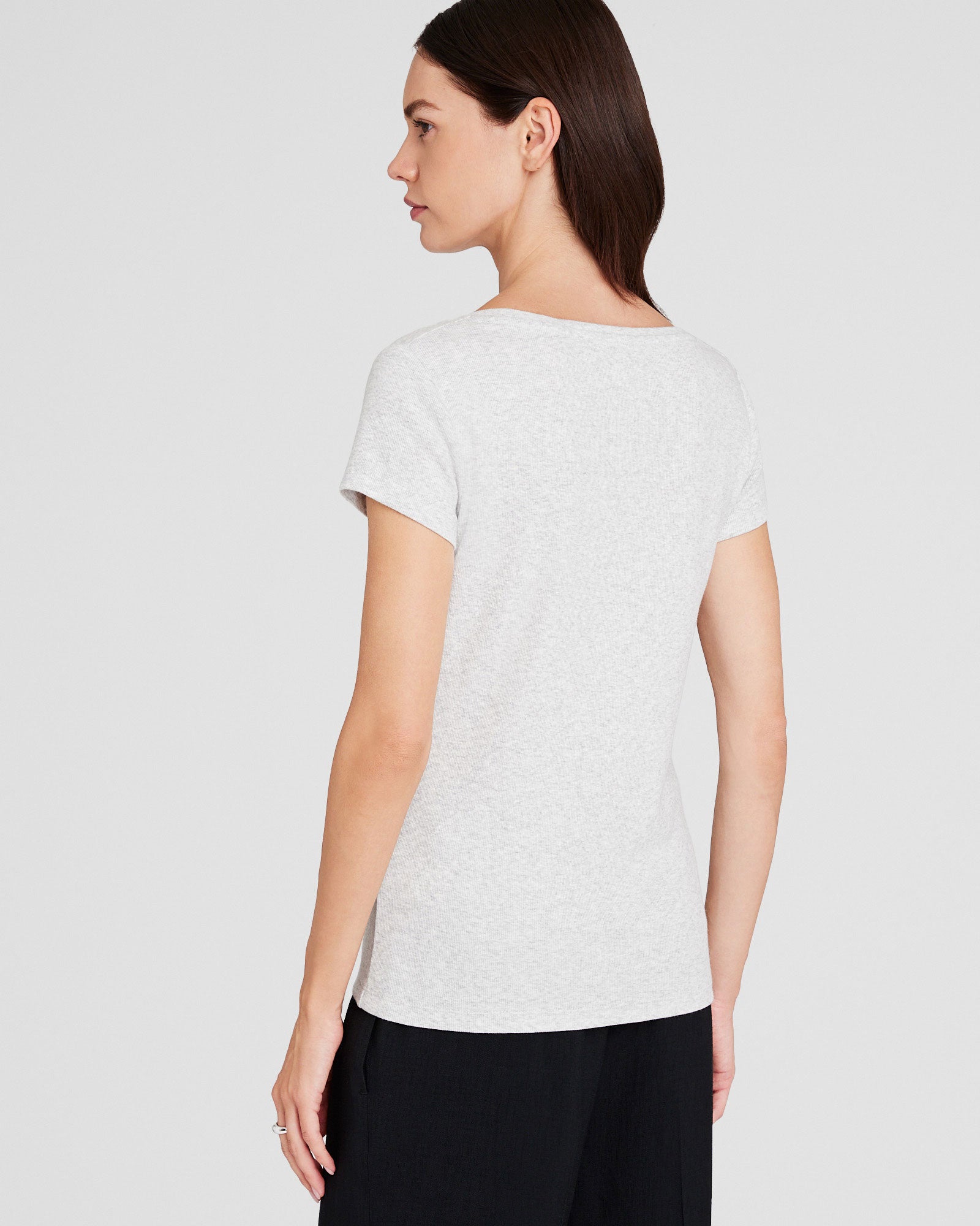CLUB MONACO - Bowee Scoop Neck Tee - Light Heather Grey