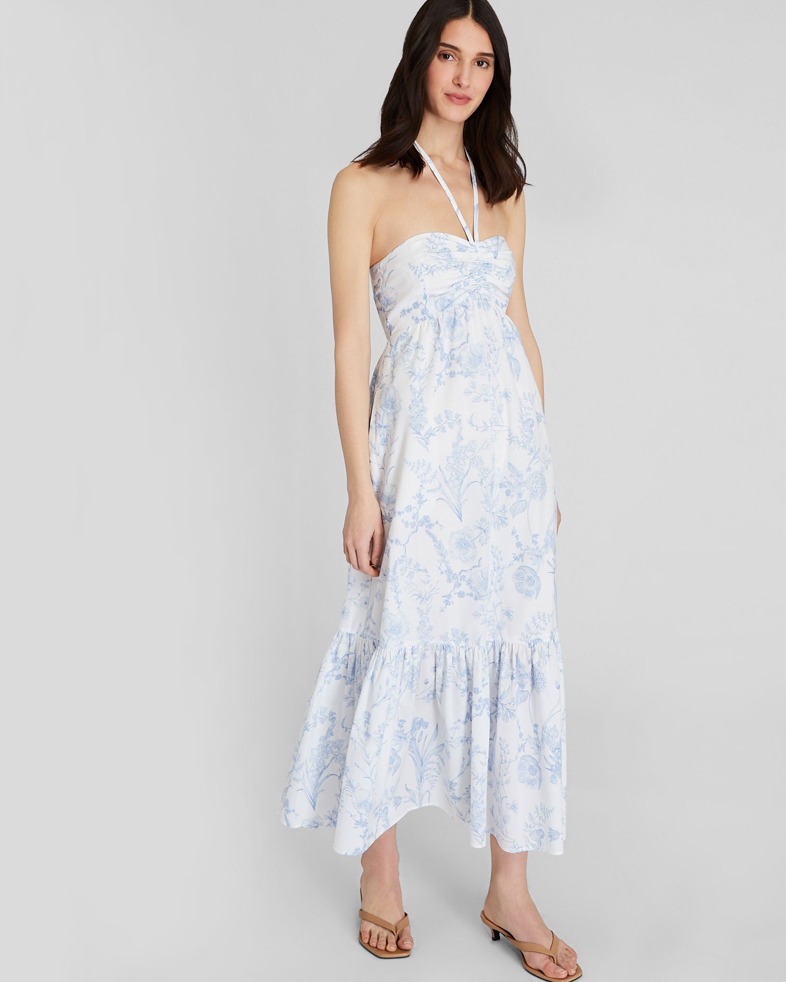 CLUB MONACO - Toile Print Halter Maxi Dress - Blue Mix